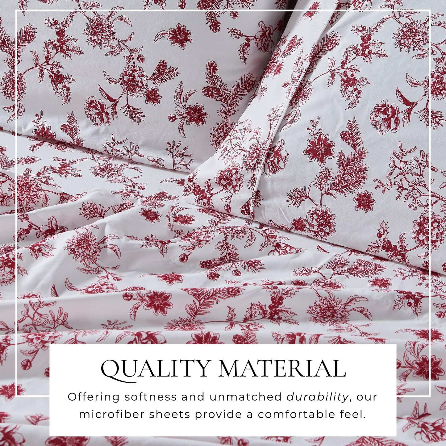 Great Bay Home King Size Floral Microfiber Sheet Set - 4-Piece Ultra-Soft, Brushed Bedding Sheets & Pillowcases - Wrinkle Free, Comfortable, All-Season Bed Sheets (Jolly Floral)