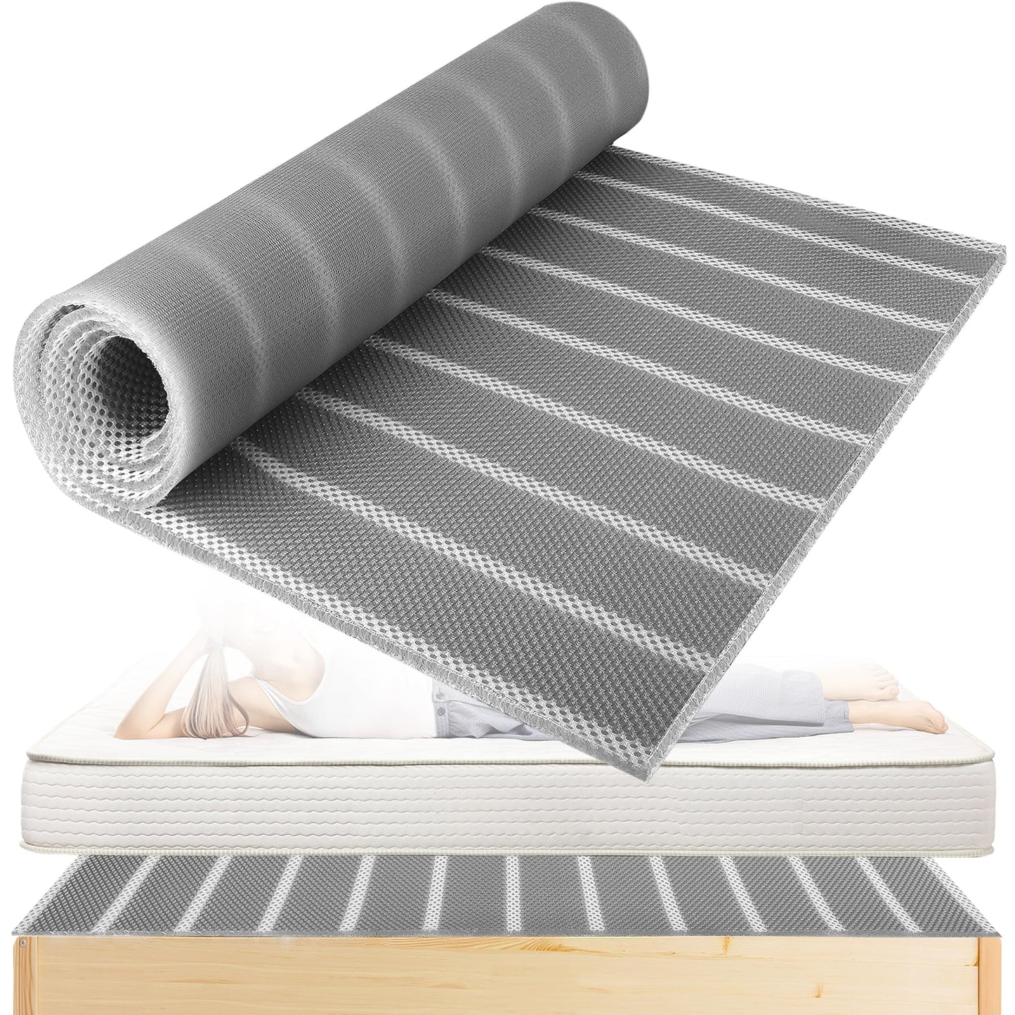 UCandy Underlay Under Mattress Pad with Breathable Meshfiber, 83" x 59" Cuttable Under Mattress Ventilation Air-Flow Mattress Underlay 3D mesh Ventsfor RV, Camper & Boat