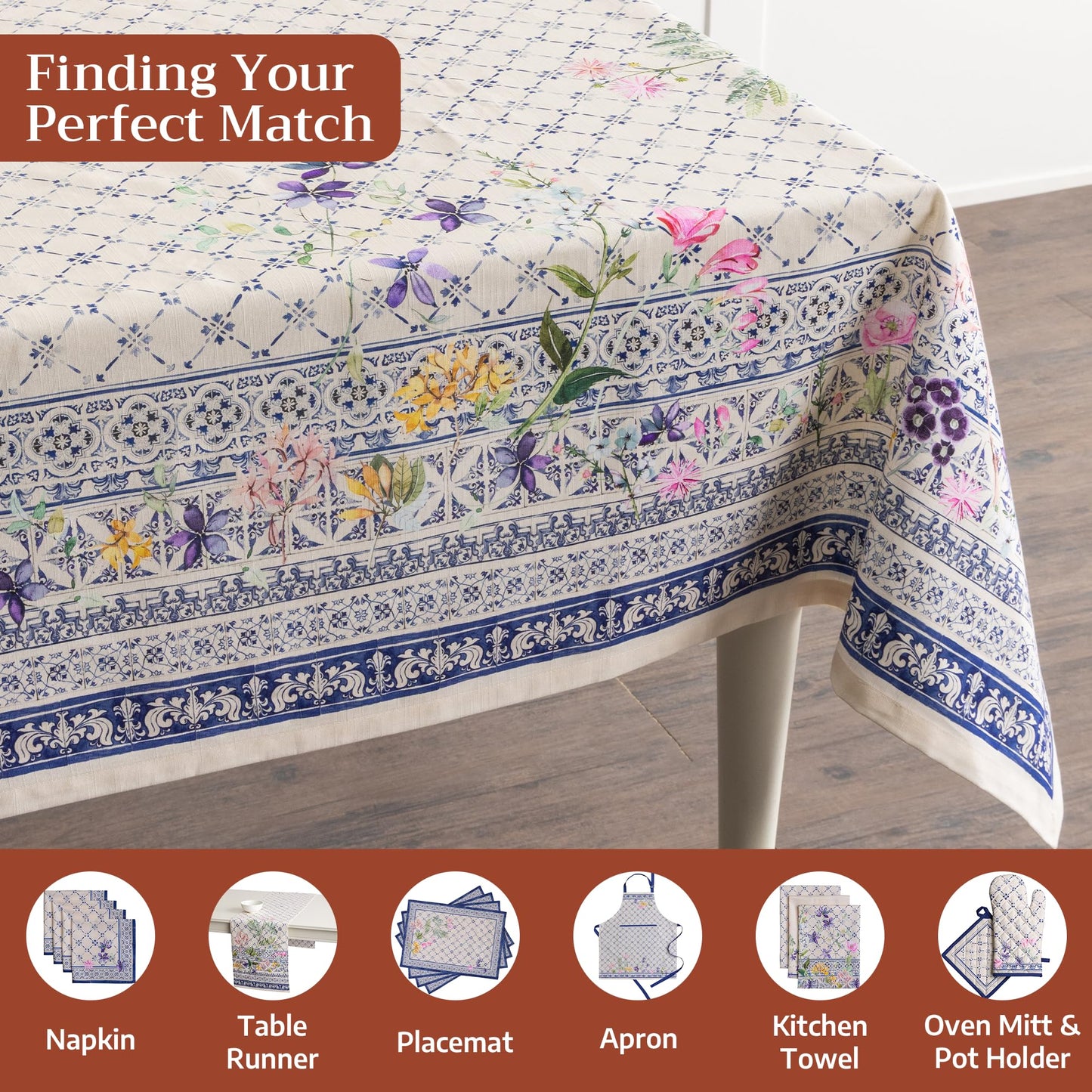 Maison d' Hermine Table Cloth Rectangle Table 100% Cotton 54 x 72 Inches Tablecloth Reusable Decorative for Dining Kitchen Room Farmhouse Party Home Hotel Restaurant Spring Summer - Faience