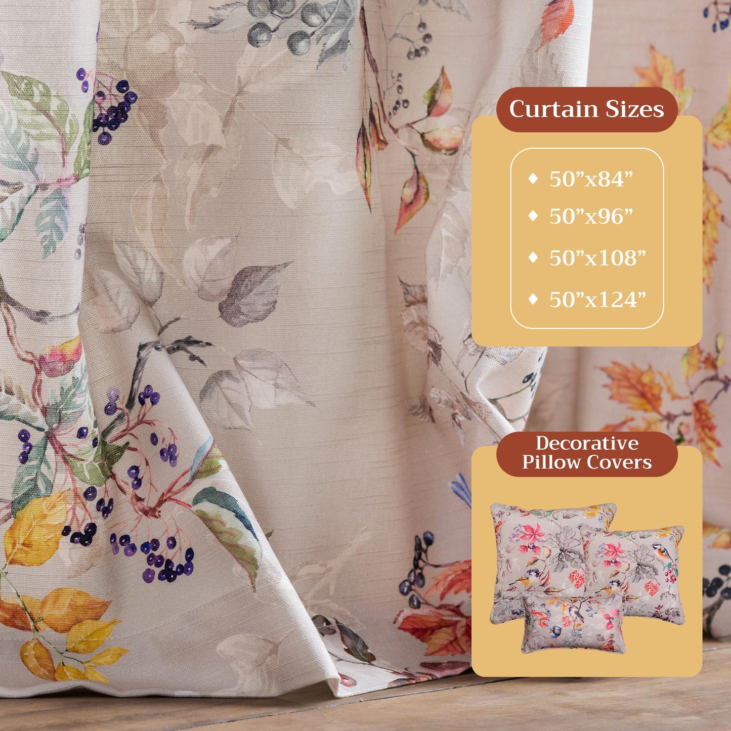 Maison d' Hermine Curtains for Living Room 100% Cotton 96 inch Length One Panel Light Filtering Curtains for Windows with Rod and Loop Pockets Spring Summer (Equinoxe - Multi, 50" W x 96" L)