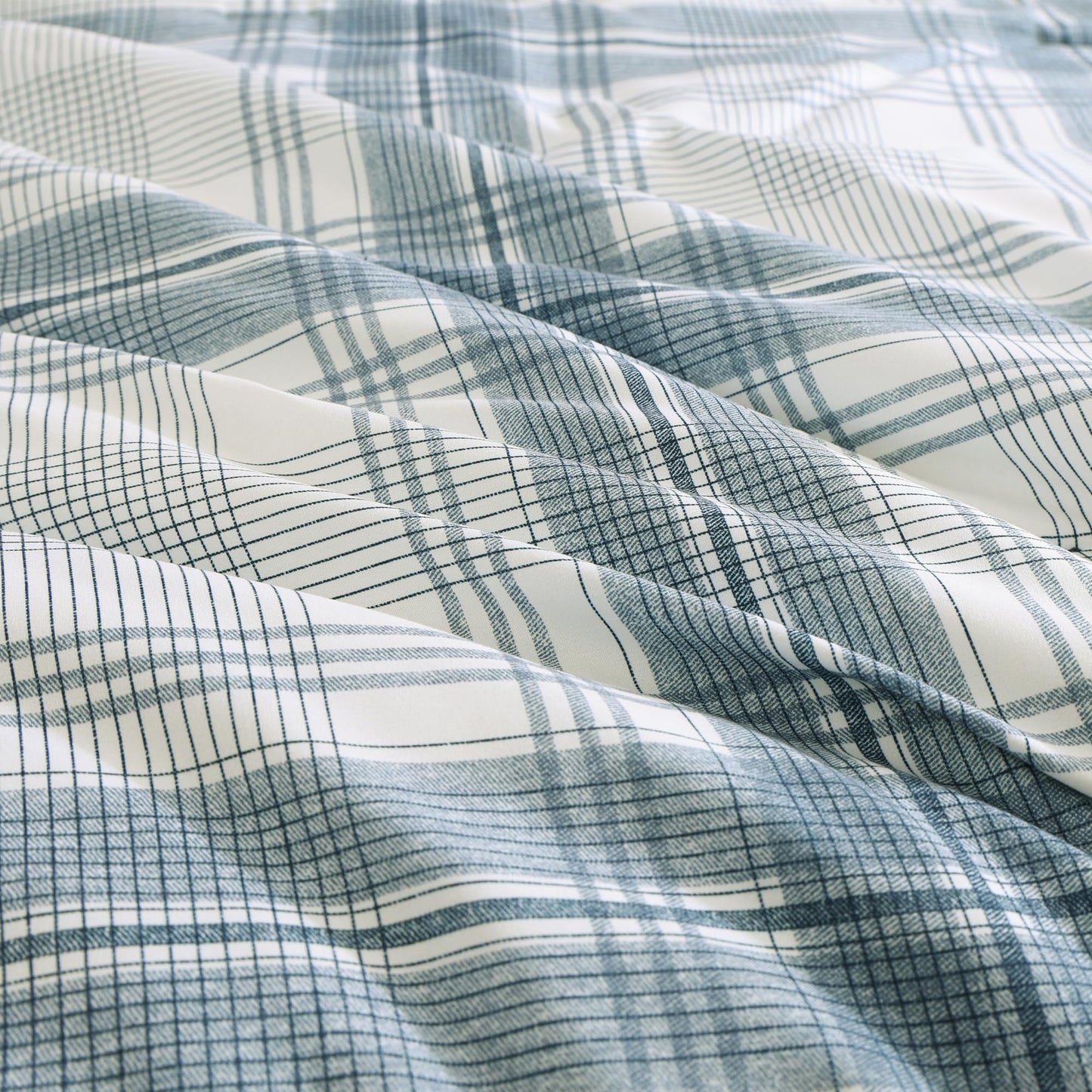 AMBERSPACE Twin XL Comforter Set, Blue Grey Plaid Bedding Set 5 Piece for Boys Girls Teen, Classic Homestead-Style Kids Comforter Set Bed in A Bag with Sheets, Pillowcase & Sham