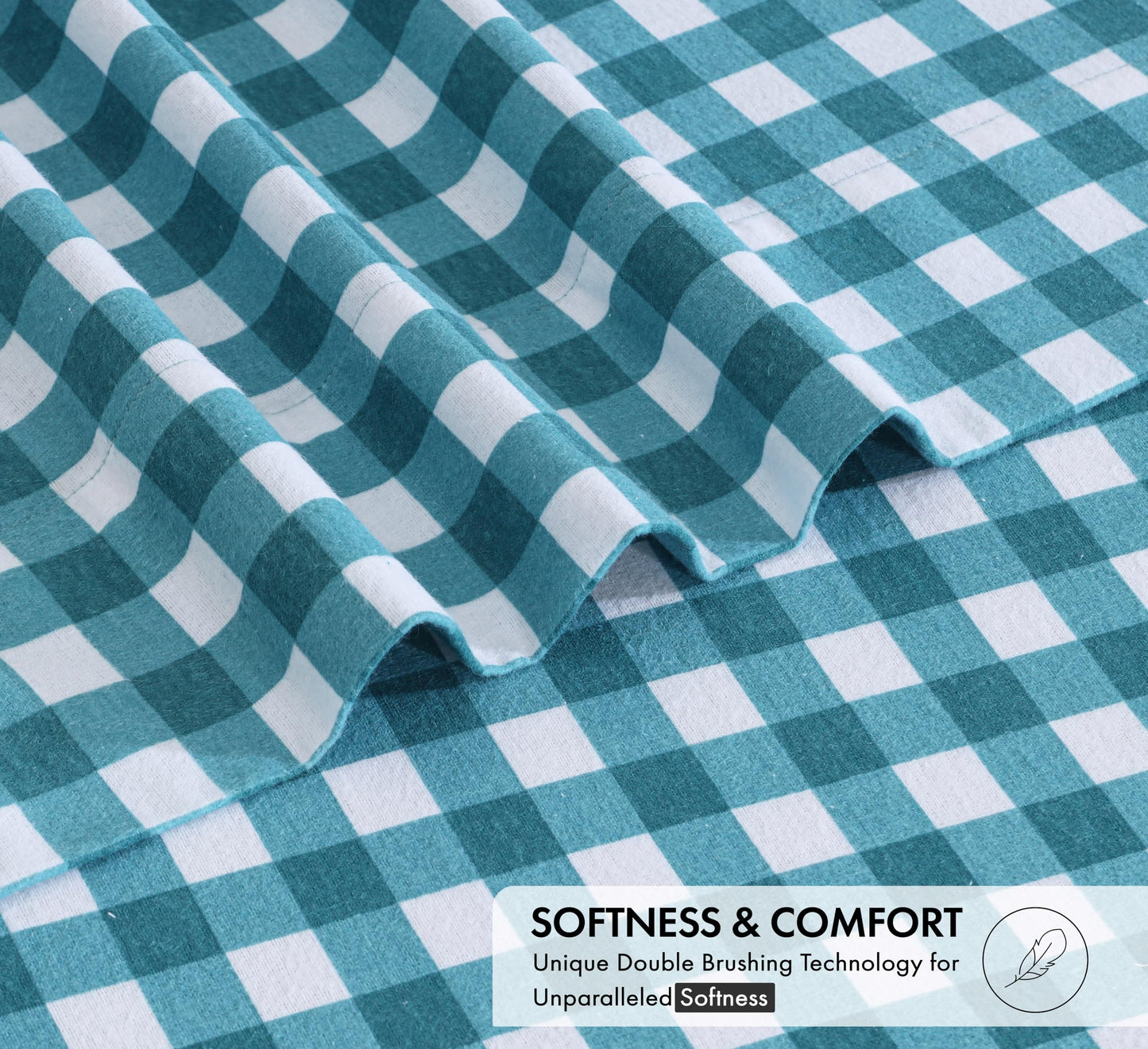 RUVANTI Flannel Sheets Queen Size - 100% Cotton Double Brushed Bed Sheets, Deep Pockets 16 Inches Queen Sheet Set, All Seasons Breathable & Extra Soft - Warm & Cozy, 4 Piece, Cabin Plaid