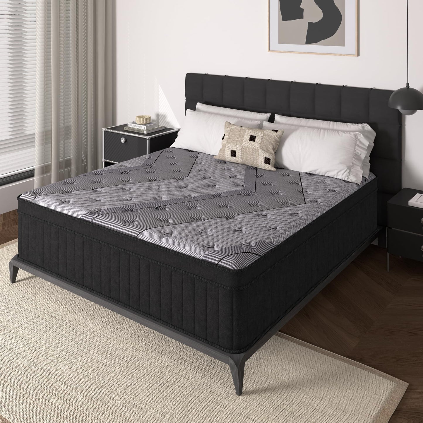 Zhihuvg Queen Size Mattress, 12 Inch Hybrid Mattress in a Box, Medium Firm,Memory Foam and Individual Pocket Springs for Pressure Relief, CertiPUR-US Certified