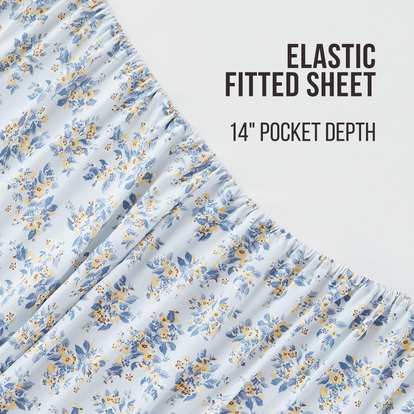 Lucky Brand Printed Microfiber 6-Piece Queen Sheet Set, Serene Floral Blue
