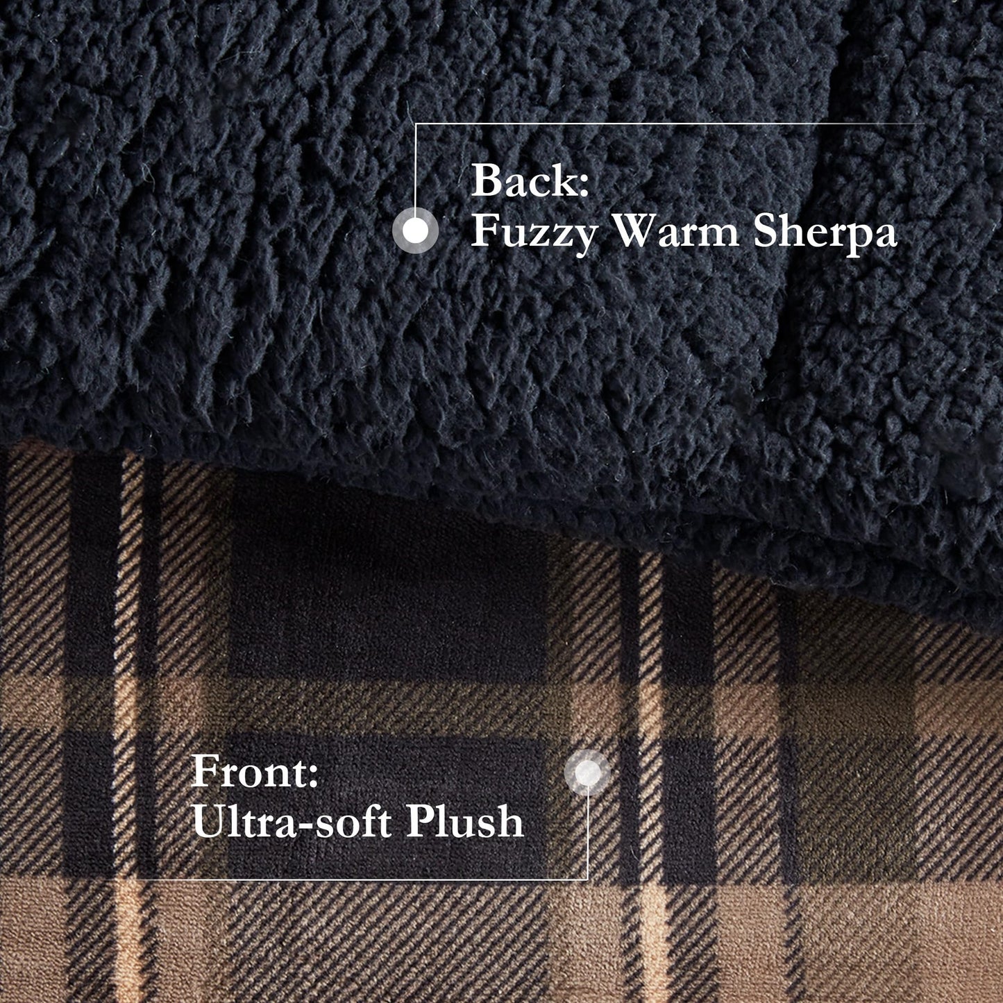 Woolrich Reversible Comforter Set Ultra Soft Plush to Sherpa, Down Alternative, Cold Weather Winter Warm Bedding, with Matching Sham, Decorative Pillow Brown/Black Full/Queen 4 Piece