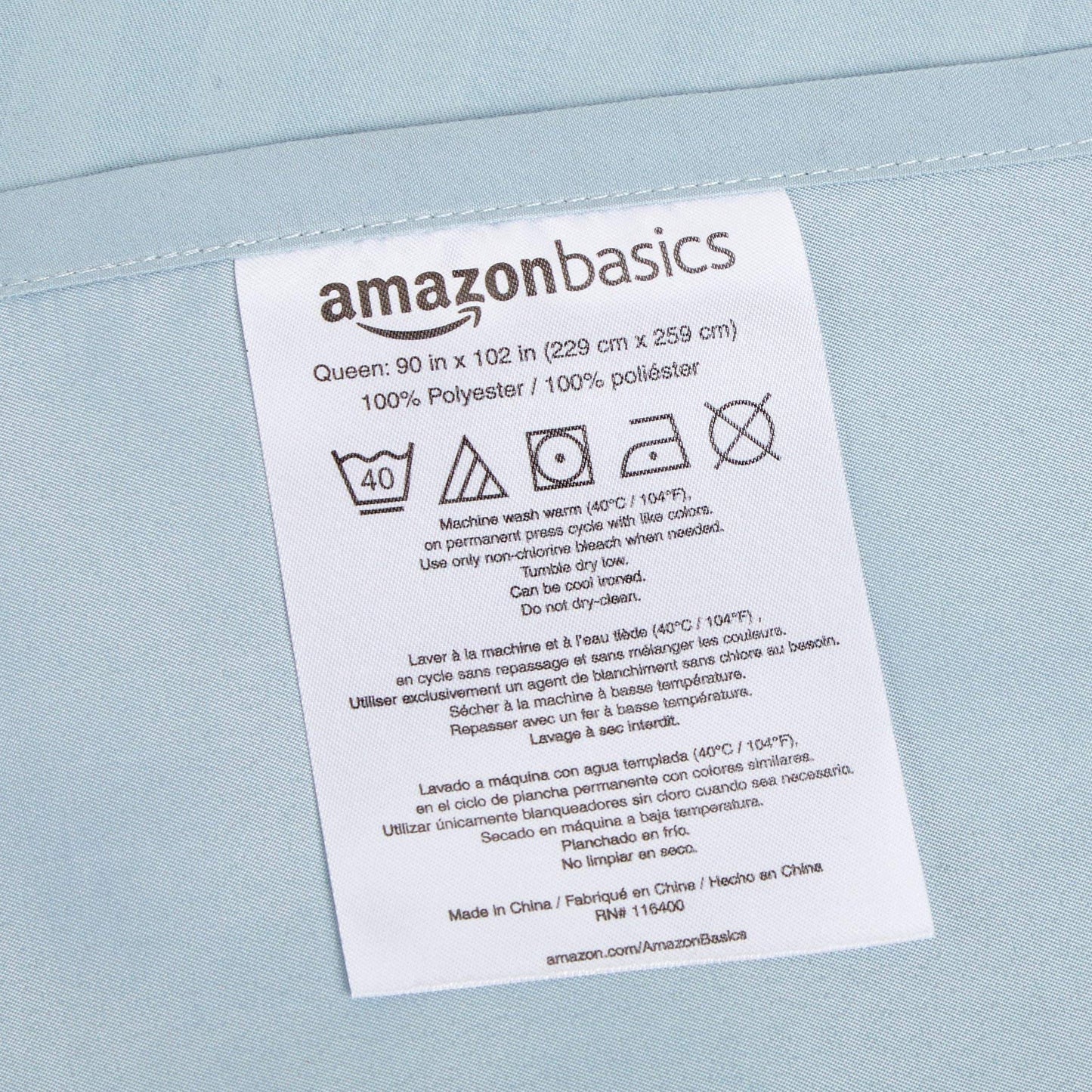 Amazon Basics Soft, Breathable, Wrinkle-Free Brushed Microfiber 4-Piece Bed Sheet Set, Machine Washable, Queen Size, Spa Blue Striped