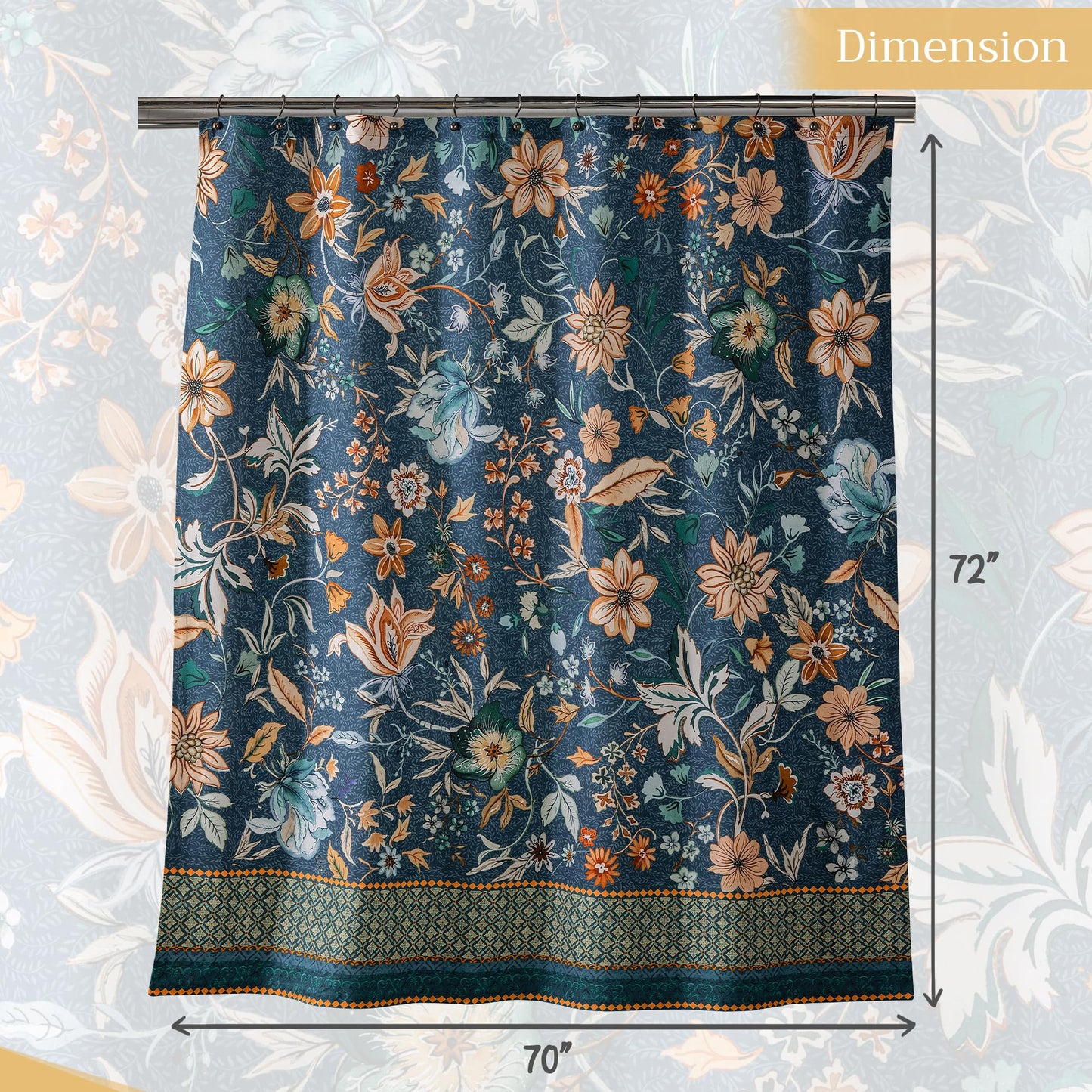 Maison d' Hermine Shower Curtain 100% Cotton One Panel 70"x72" Washable Fabric Shower Curtains for Bathroom, Easy Hanging with 12 Button Holes - Home Spa Spring Summer - Luxury Loft - Dark Teal