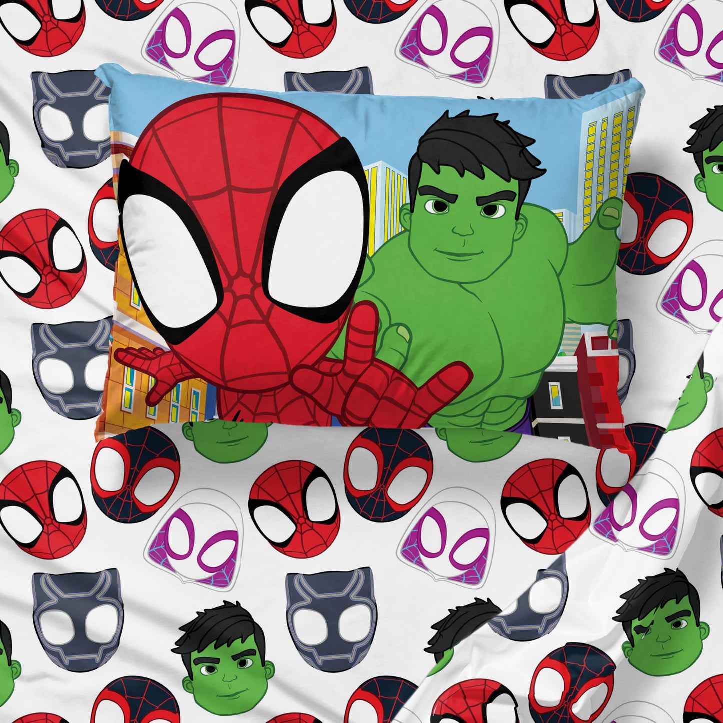 Sunny Side Up Spidey & His Amazing Friends Twin Sheet Set - 3 Piece Kids Bedding Set Includes Pillow Cover - Super Soft Superhero Microfiber Sheets Features Miles Morales & Ghost Spider