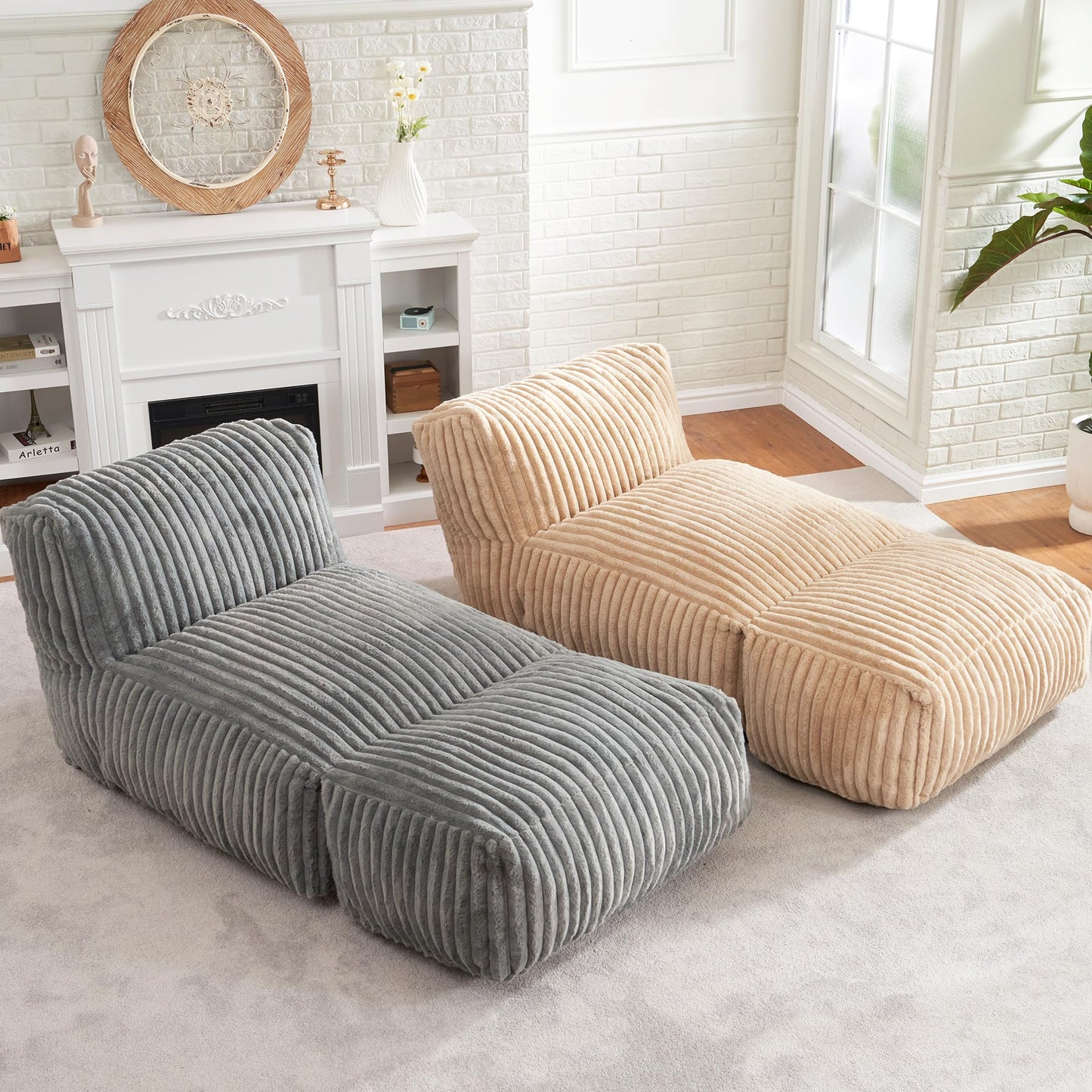 Hobestluk Giant Memory Foam Bean Bag Chairs Sofa for Adults (Grey,Large)