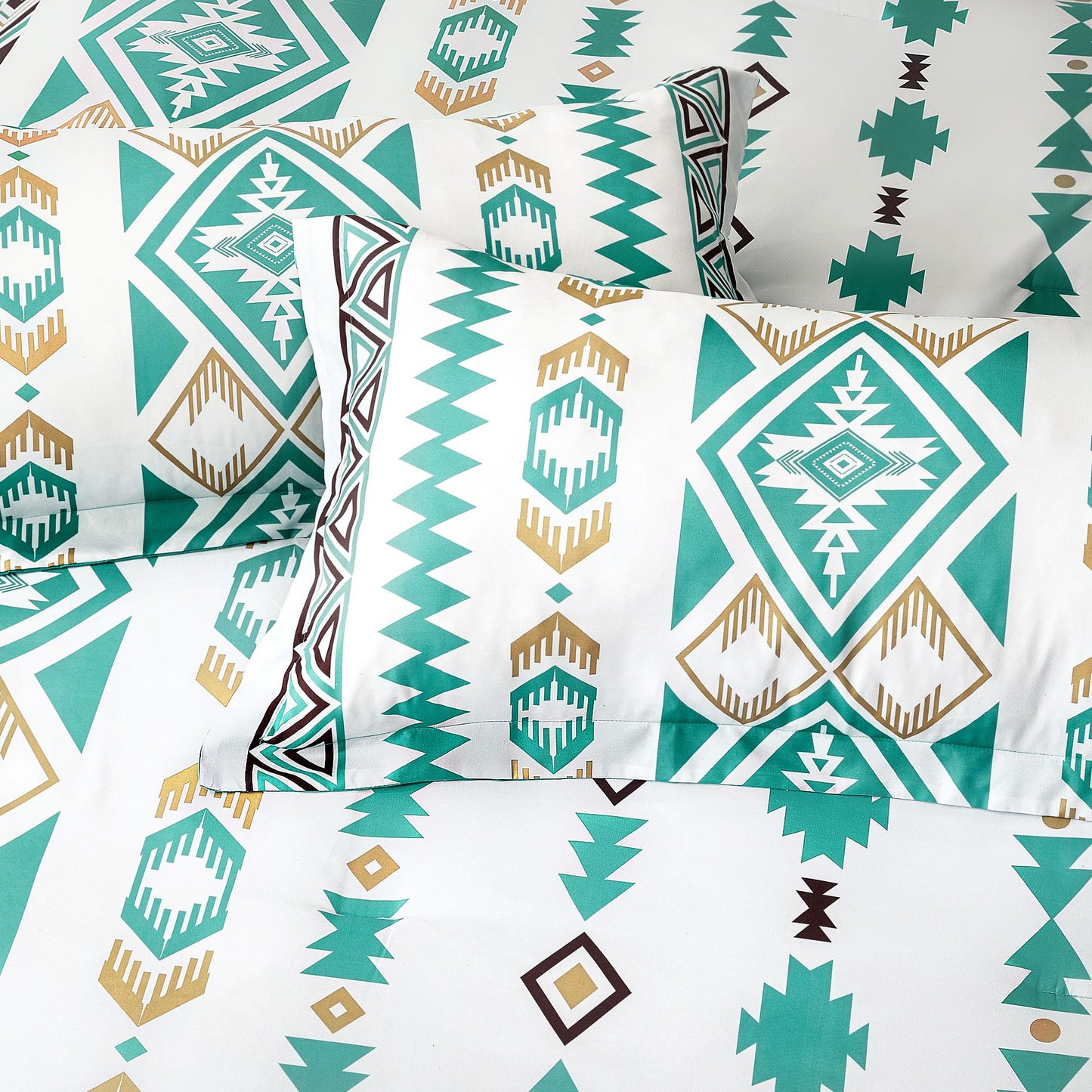 Tyrot King Comforter Set – 3 Piece Turquoise Boho Aztec Bedding, Western Southwestern Style Comforter Sets, Soft Lightweight Comforter for All Seasons, 1 Comforter & 2 Pillow Shams