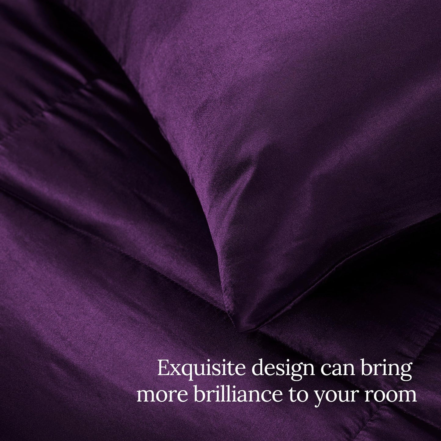 Whale Flotilla 3-Piece Reversible Silky Soft Queen Comforter Bedding Set, Luxurious Satin Comforters Full Size with 2 Satin Pillowcases, Lightweight Duvet for All Seasons, Purple
