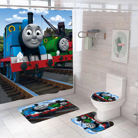 Bathroom 4 Pieces Shower Curtain Set Nice The Train Bathroom Decorations