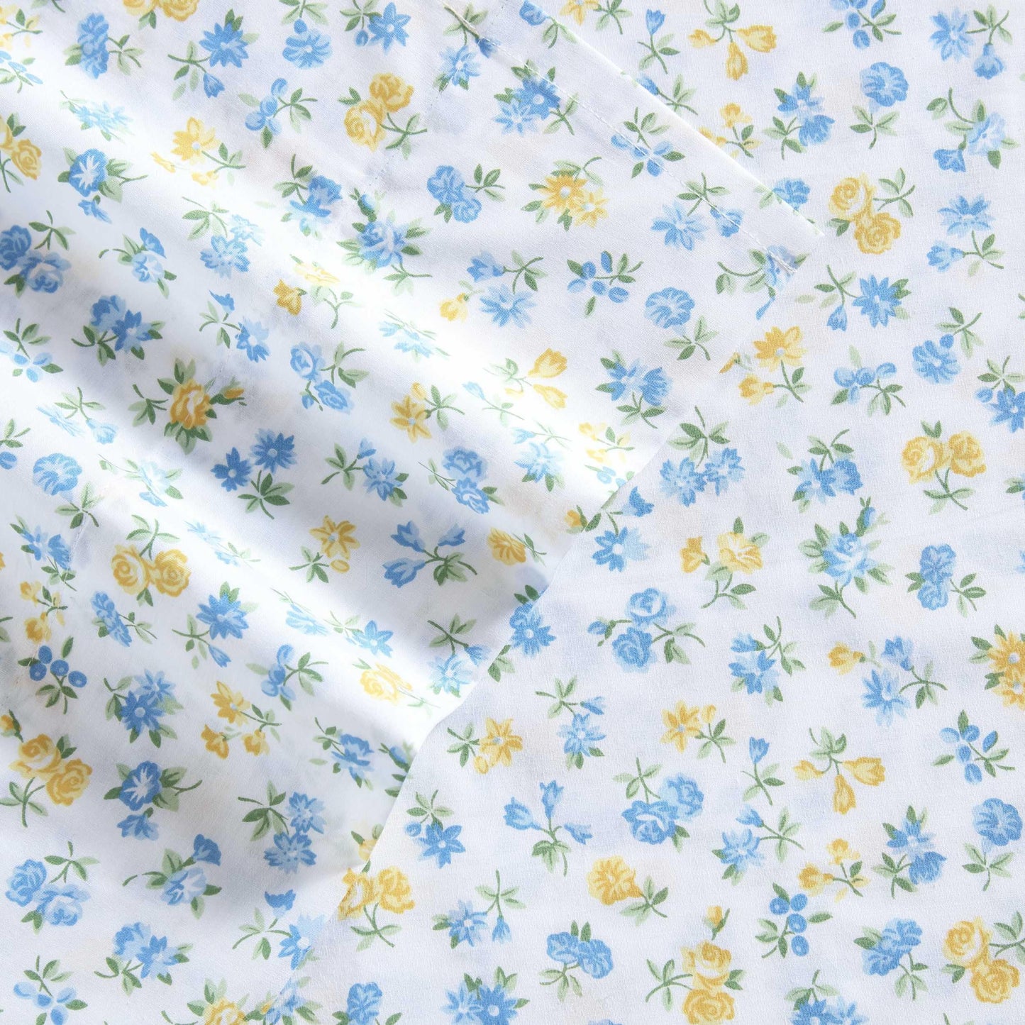 Laura Ashley - Twin Sheet Set, Crisp & Cool Cotton Percale Bedding for Year Round Comfort, Deep Pocket, Bed Sheets with Matching Pillowcase (Ditsy Doodle Blue)