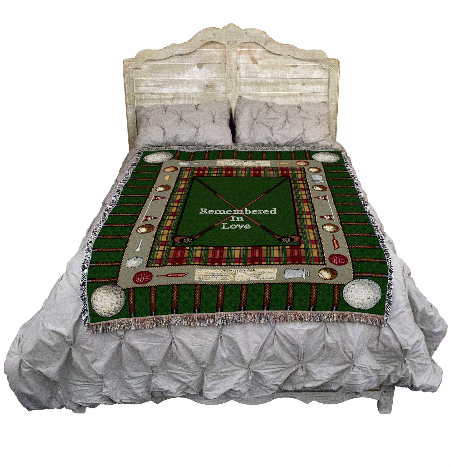 Pure Country Weavers Memorial Golf Blanket - Remembered in Love Blanket - Sympathy Bereavement Gift Tapestry Throw Woven from Cotton - Made in the USA (72x54)