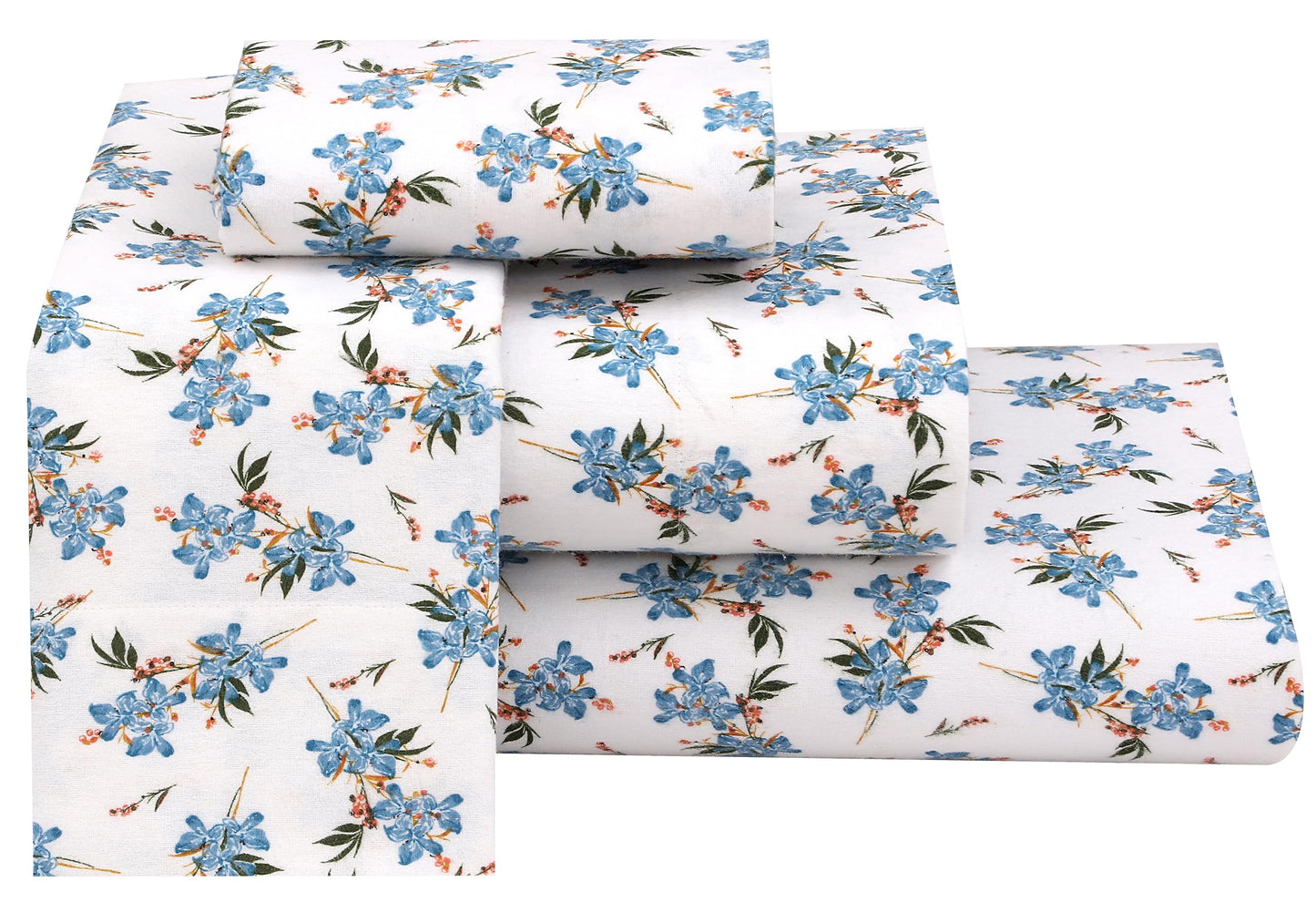 RUVANTI Flannel Sheets Queen Size - 100% Cotton Double Brushed Bed Sheets, Deep Pockets 16 Inches Queen Sheet Set, All Seasons Breathable & Extra Soft - Warm & Cozy, 4 Piece, Cloud Nine