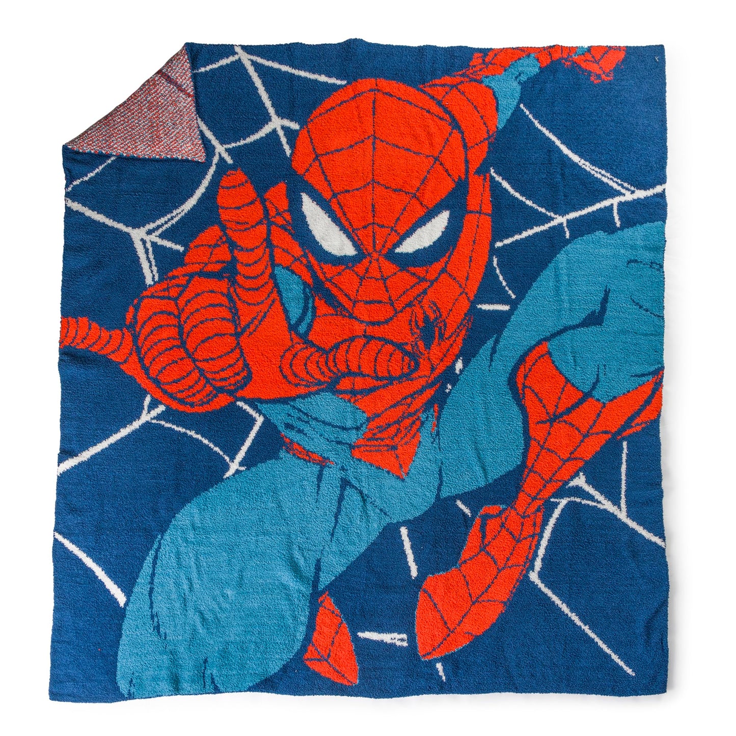 Jay Franco Marvel Spiderman Feather Knit Throw Blanket - 50 x 60 Inch Soft Fluffy Fleece Blanket for Kids & Adults - Lightweight Cozy Machine Washable, Officially Licensed Marvel Throw, Blue
