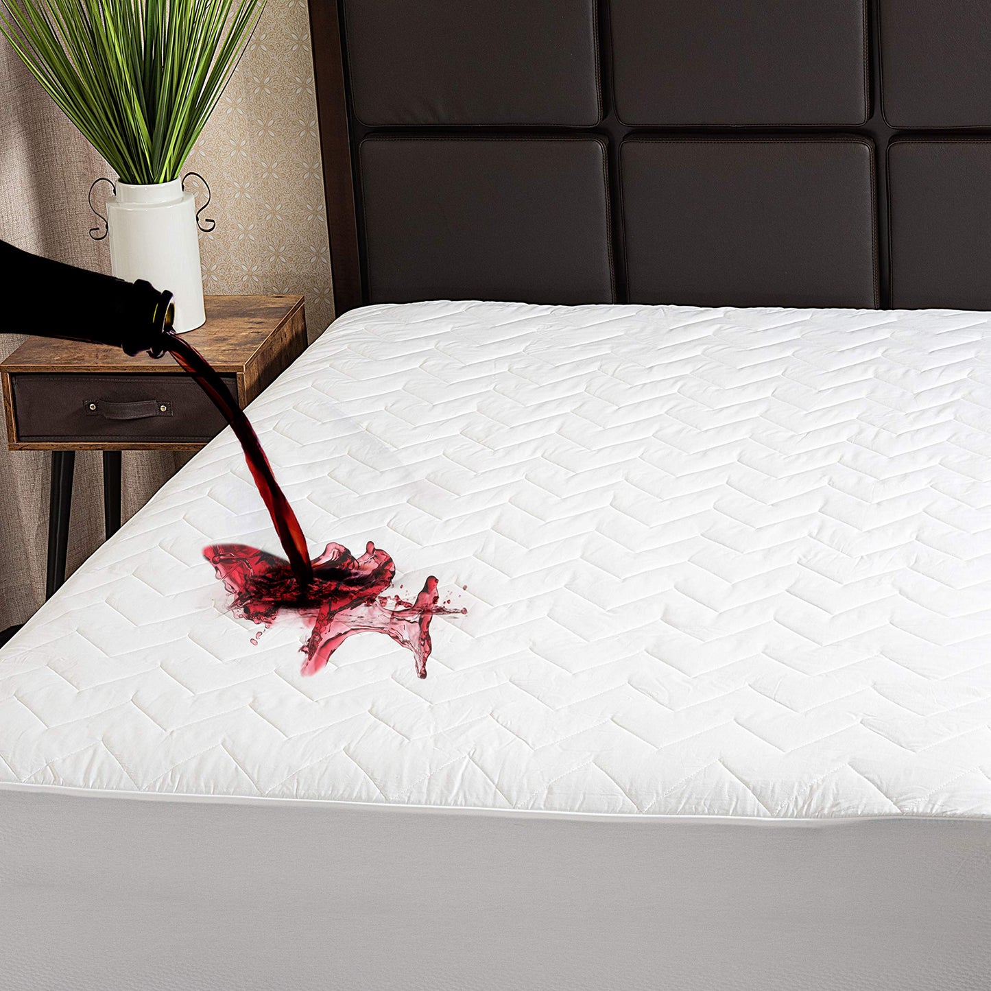Waterguard Quilted Cotton Mattress Pad - Full XL Size - Soft, Comfortable, and Fluffy Mattress Pad - Waterproof Mattress Protector Stretched 13" for Snug Fit on Regular Sized Mattress