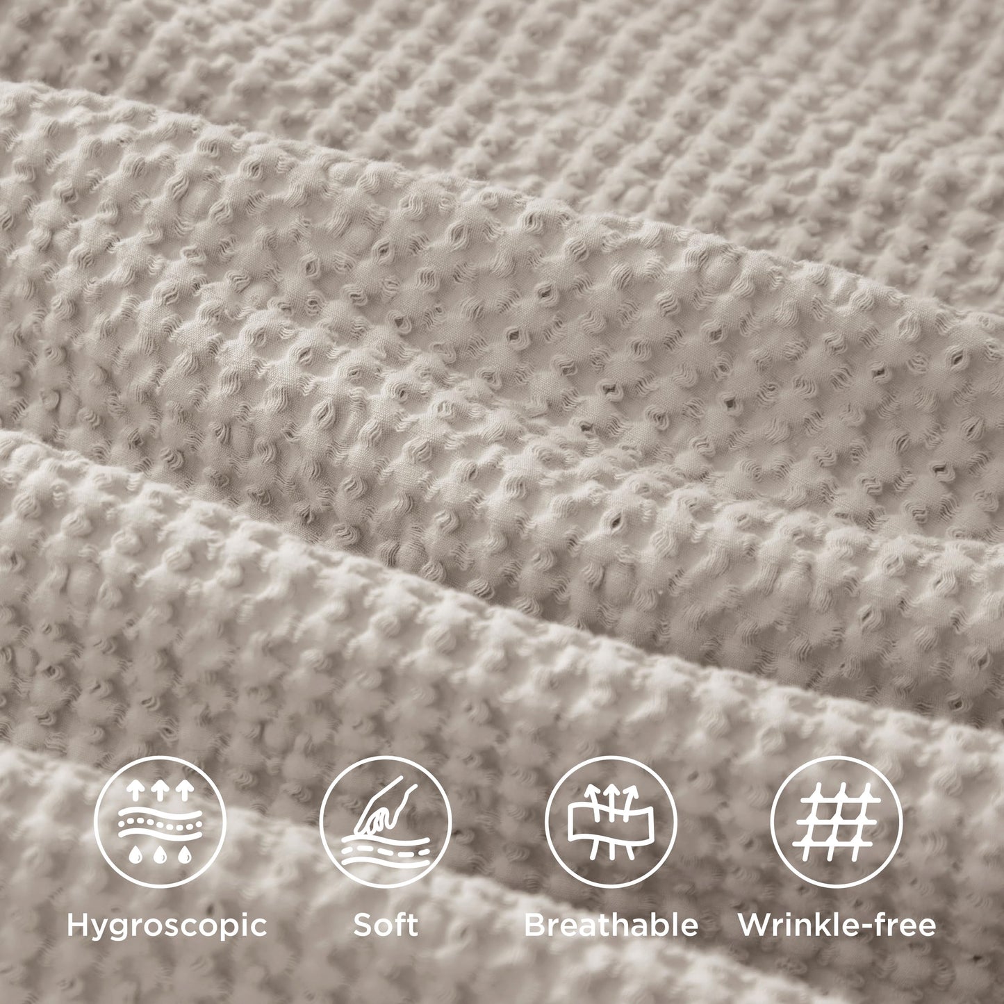 Bedsure 100% Cotton Duvet Cover Queen Size with Fitted Sheet - 4 Pieces Linen Waffle Weave Duvet Covers, PureWowen Breathable Bedding Set, 1 Duvet Cover 90x90, 1 Fitted Sheet, 2 Pillow Shams