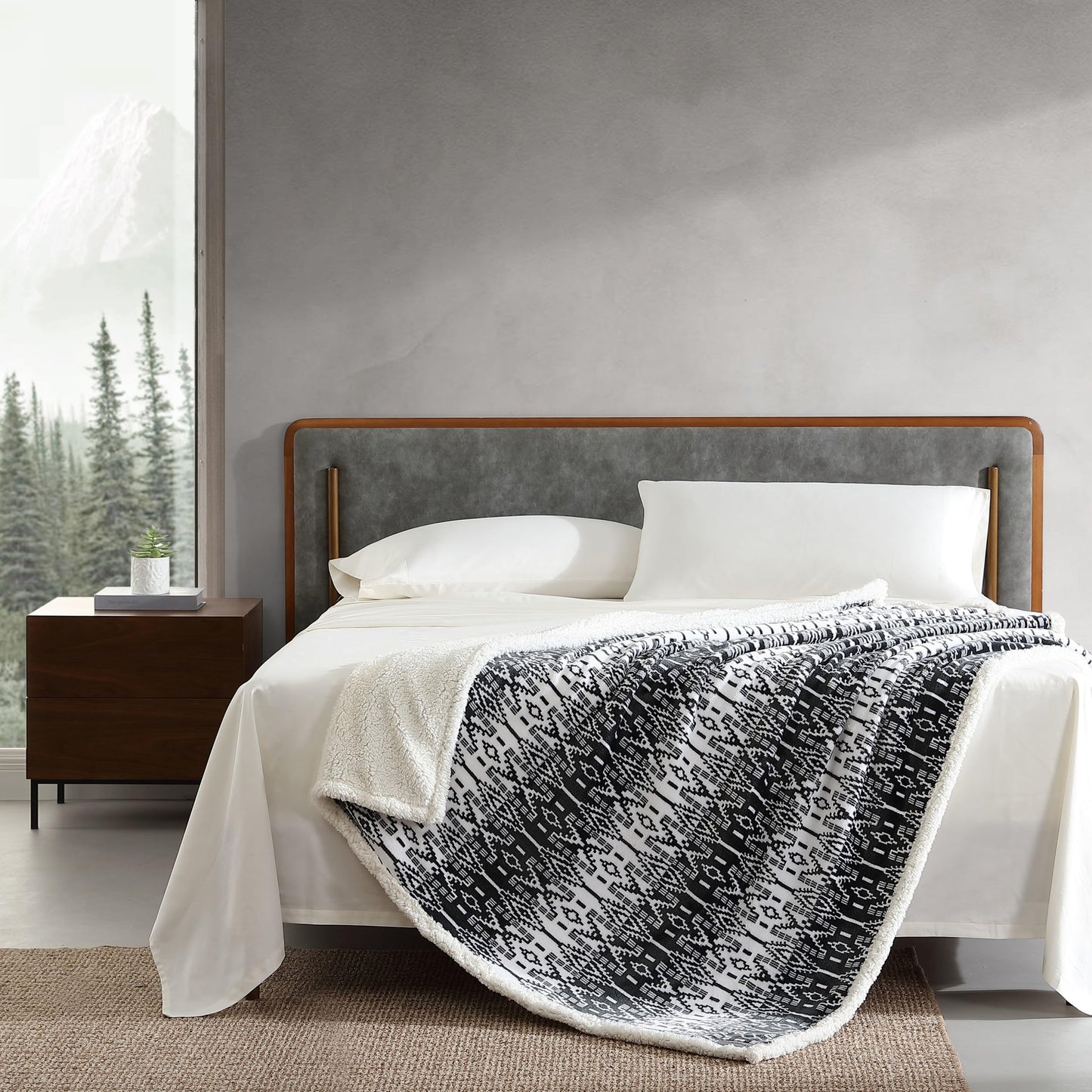Eddie Bauer - Throw Blanket, Brushed Fleece & Plush Sherpa Soft Bedding, Blanket for Couch & Bed (San Juan Grey, 50" x 60")