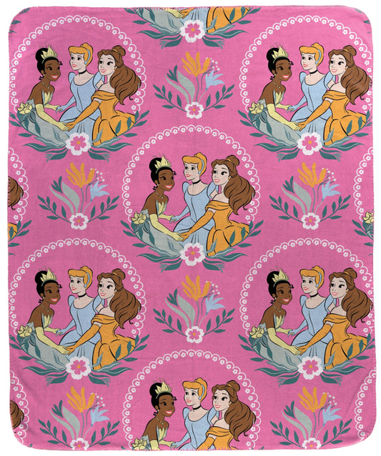 Jay Franco Kids Plush Throw Blanket – Soft & Cozy Fleece Throw for Bedroom & Couch Décor, Official Licensed Product, Pink - Princess, 40x50 - Travel Blanket