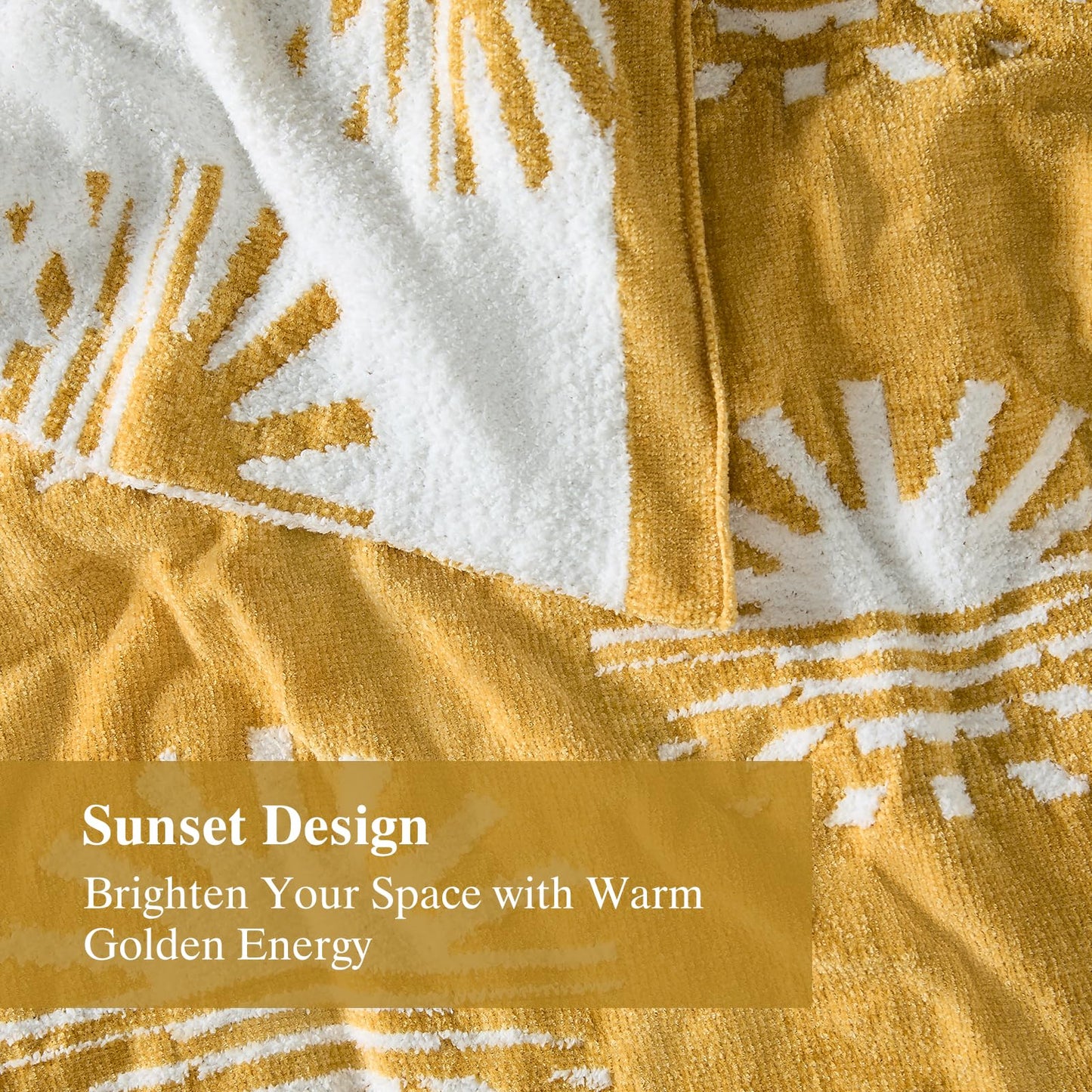 Cozzenity Throw Blanket, Chenille Microfiber Blankets for Couch, Soft Cozy Fluffy Warm Knitted Sunset Blanket for Sofa, Bed, Chair, Reversible Fuzzy Plush Lightweight Decorative Blanket, 50x60 inches