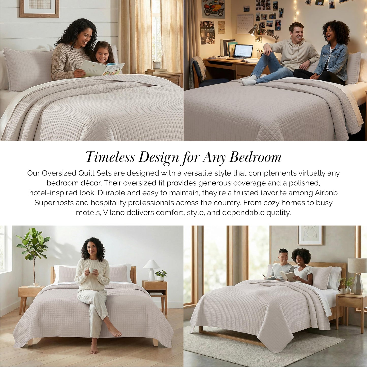 Southshore Fine Living, Inc. King Quilt Bedding Set, Quilted Coverlet Bed Spread for California Kings, Luxury Bedding King Size Quilt Bedding Set, Lightweight Quilted Bedspread w/Shams, Natural Beige