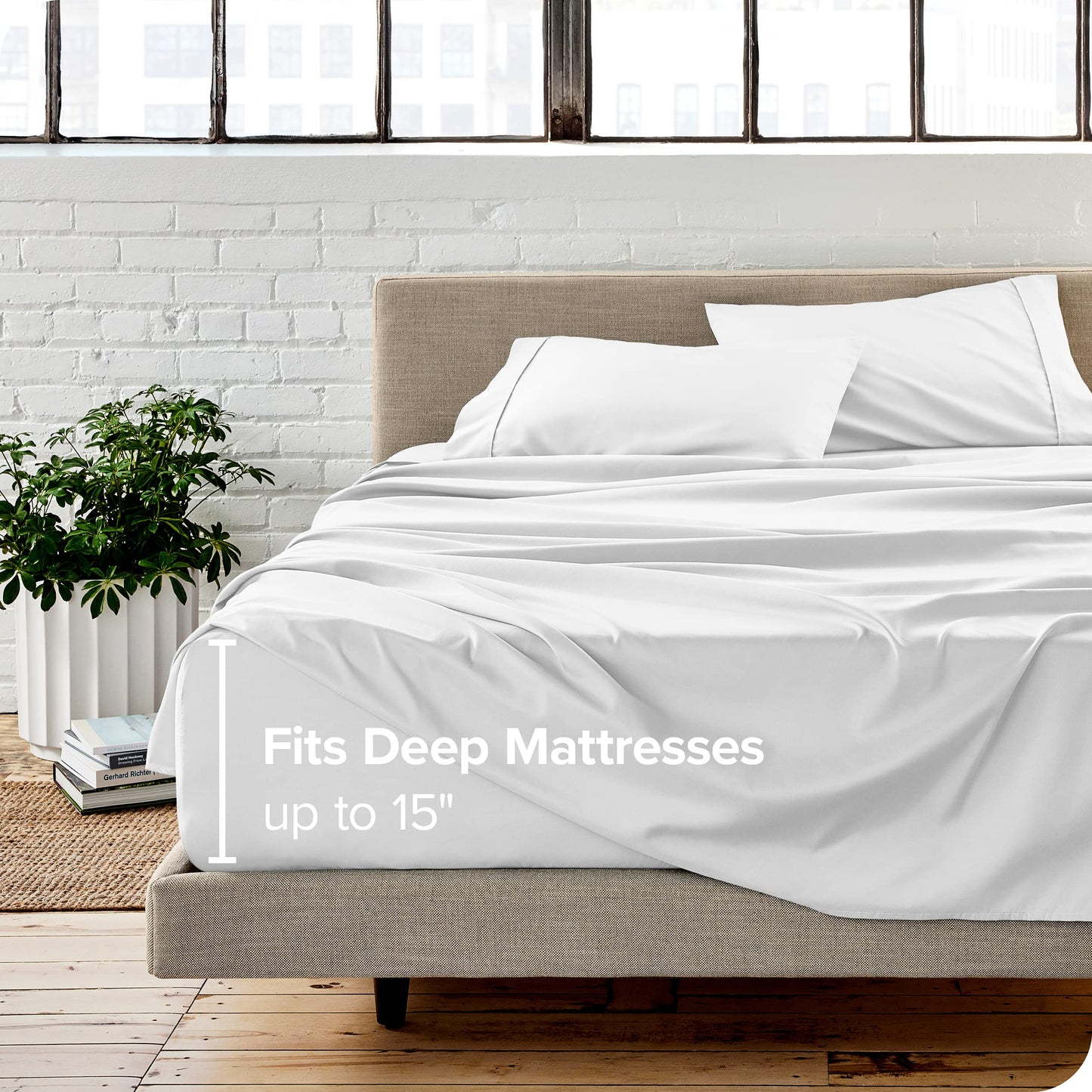 Bare Home Bed-in-A-Bag 7 Piece Comforter & Sheet Set - Queen - Goose Down Alternative - Ultra-Soft 1800 Premium Bedding Set (Queen, Grid - Grey/White Comforter Set, White Sheet Set)