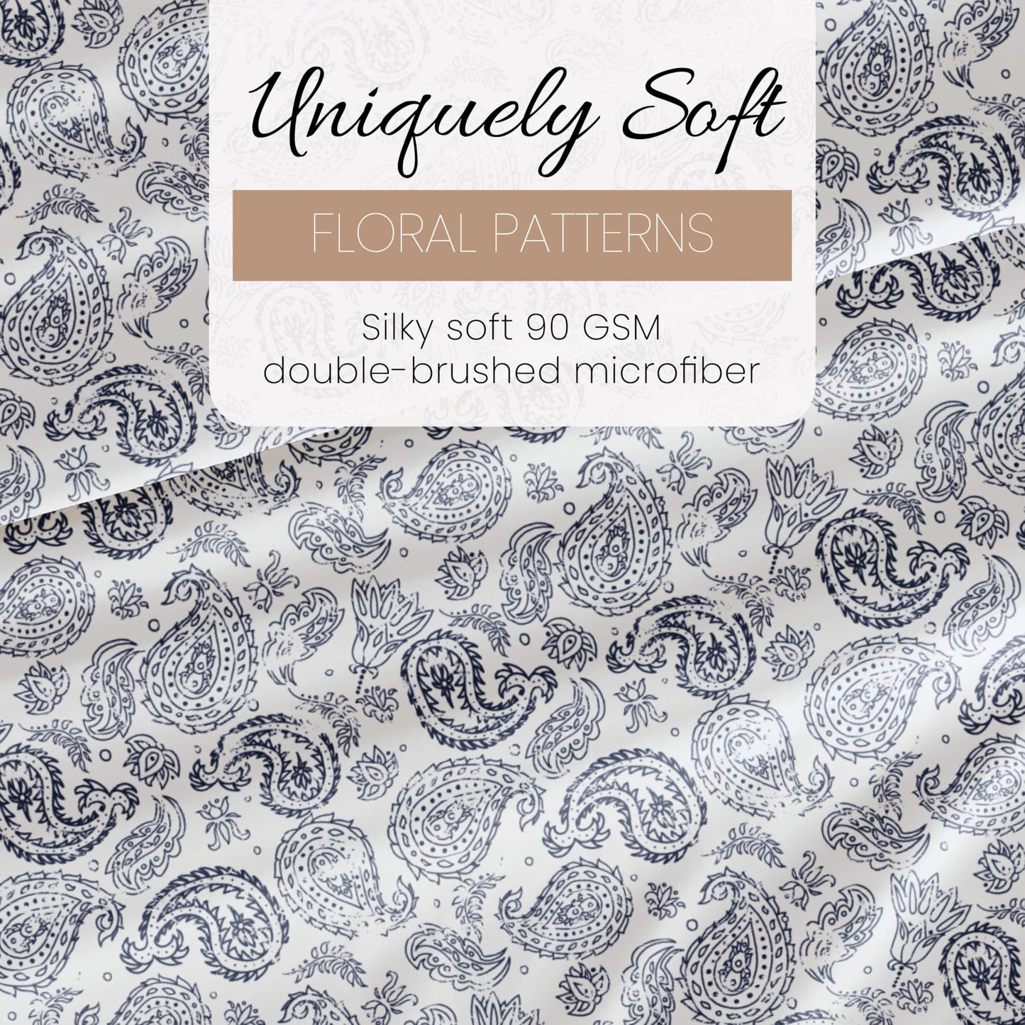 Linen Market Patterned Microfiber King Sheet Set 4 Piece – Oeko-TEX Certified Ultra Soft & Wrinkle-Free - 16" Deep Pocket Sheets - Easy Care King Size - Coarse Paisley Navy