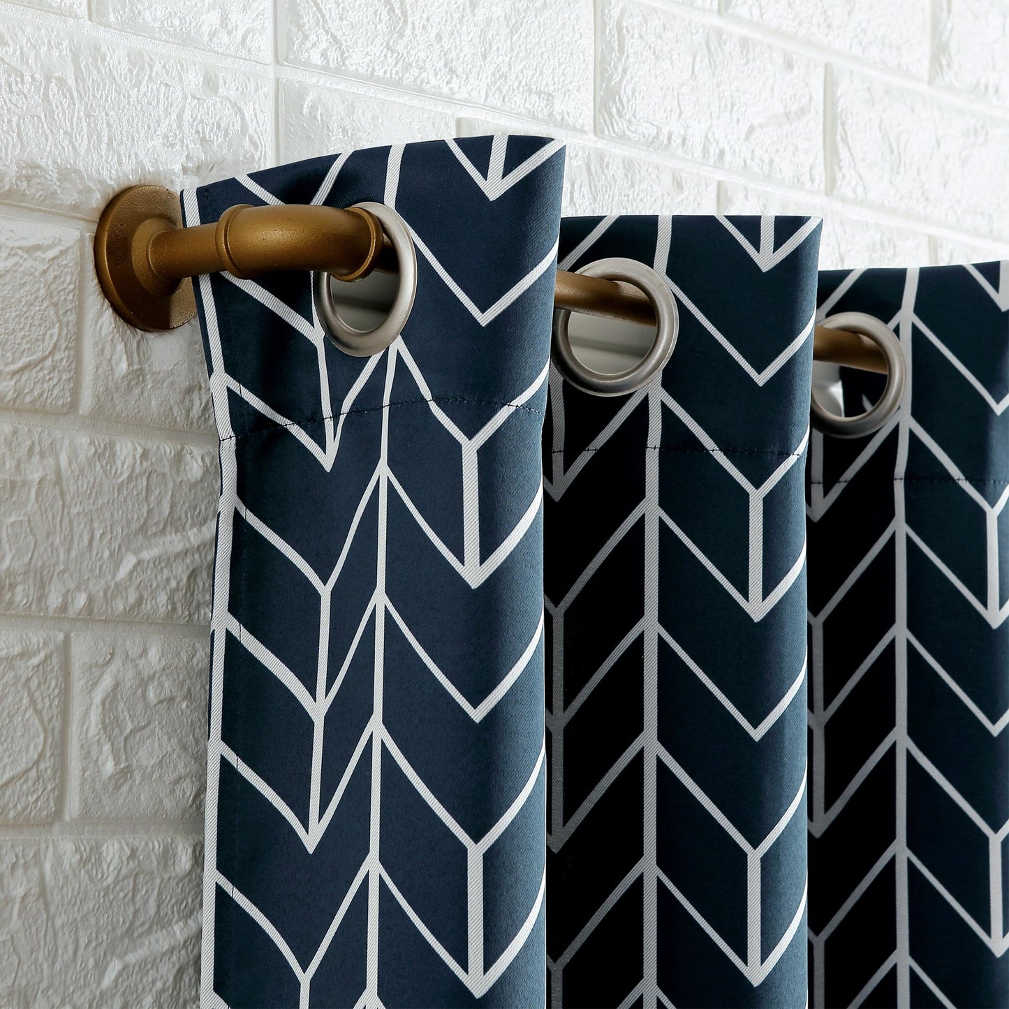 Sun Zero Kenwood Chevron Blackout Grommet Curtain Panel, 40" x 84", Navy Blue