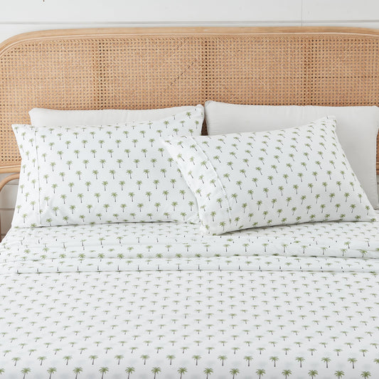 Great Bay Home Twin Coastal Microfiber Sheet Set - 3-Piece Nautical-Printed, Ultra-Soft Sheets - Beach-Themed Bedding Sheets & Pillowcases (Palm Tree)