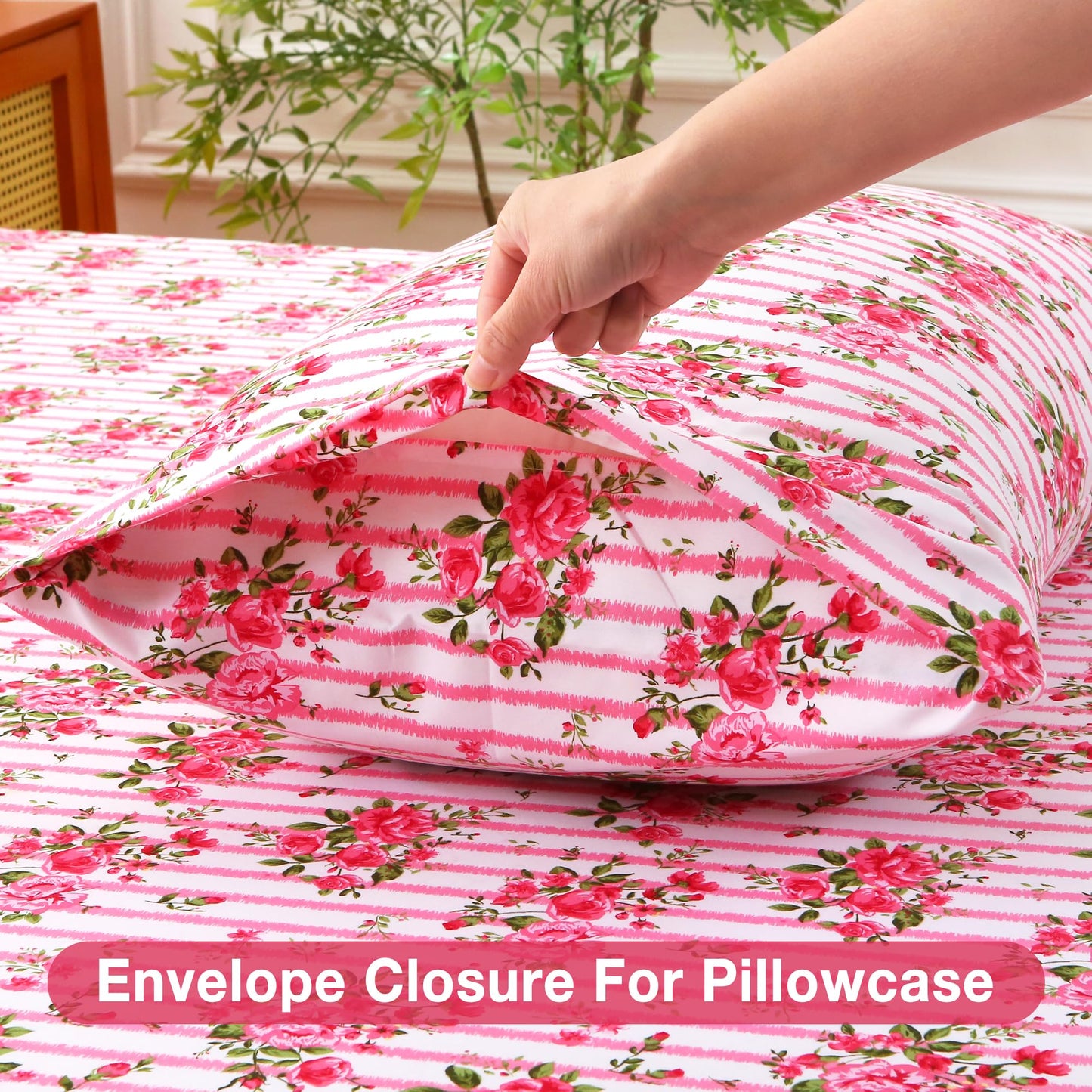 Viviland Queen Bed Sheet Set - 4 Piece Double Brushed Microfiber Bedding - Deep Pocket Up to 15", Ultra Soft, Breathable & Wrinkle Resistant Skin-Friendly Cooling Sheets for Adult - Heritage Rose(Q)