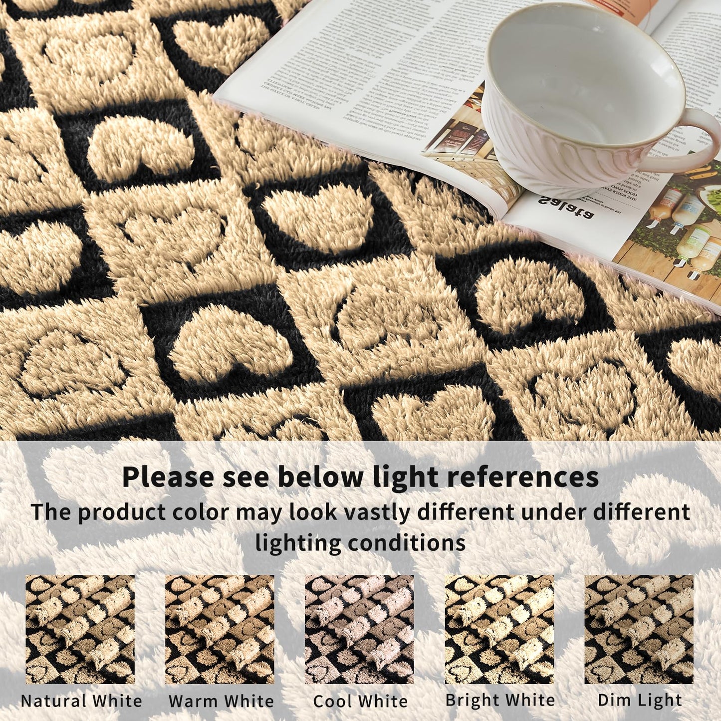 FY FIBER HOUSE Throw Blankets with Heart Checkered,Soft Warm Blankets for Lover Mom Father Gifts,Washable Lightweight Fuzzy Blanket for Couch Sofa Bed Office All Season(Black Brown,60"x80")