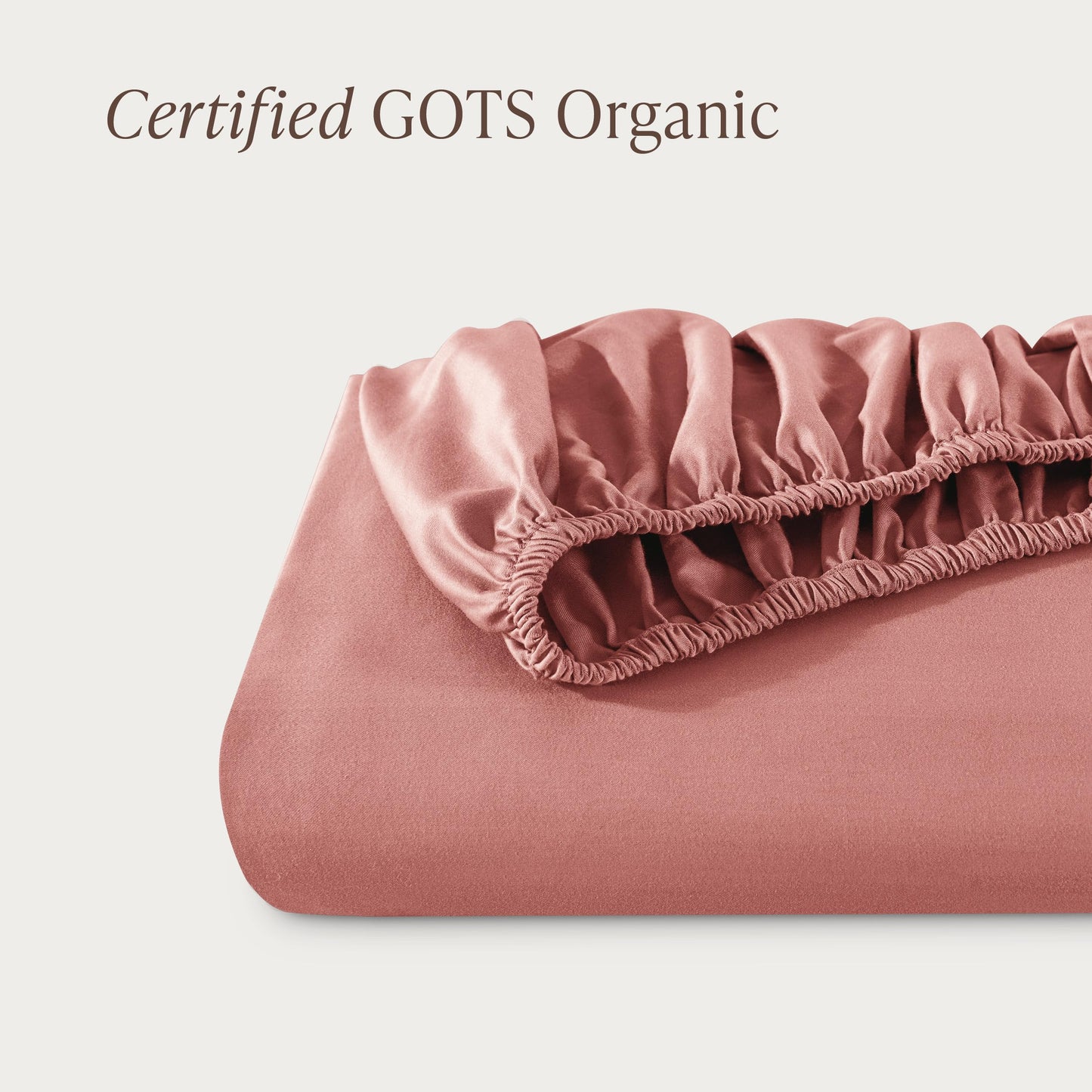 Bare Home 100% Organic Cotton Sateen Fitted Sheet - 400 Thread Count - Smooth Sateen Weave - Breathable & Cooling - Hotel Luxury - Durable Fitted Sheet - Deep Pocket (King, Dusty Rose)