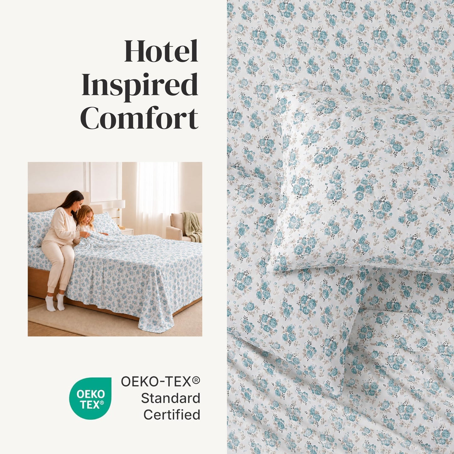 Modern Threads Printed 4-Piece Extra Soft Bedding Sheets & Pillowcase Set, Deep Pocket up to 16 inch Mattress Forever Roses King