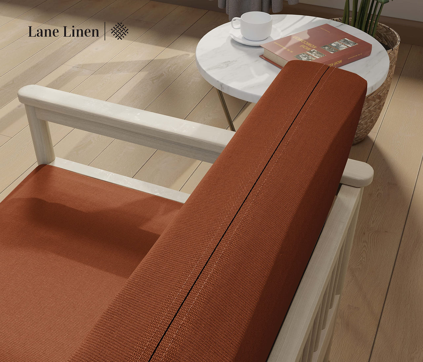 LANE LINEN Futon Covers Full Size, 100% Cotton Slipcovers, Full Size Mattress Cover for Futon Sofa Bed, Foldable Armless Sofa Cover, Zippered Couch Cover - Rust