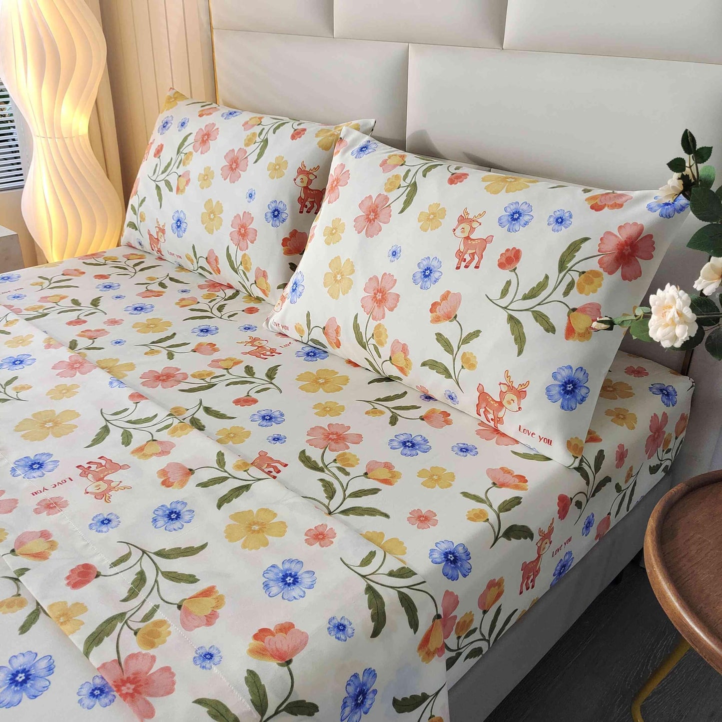 SDIII 4PCS Pink and Yellow Floral Twin Sheet Set, Soft Microfiber Twin Floral Sheets, Wrinkle and Fade Resistant, Cozy Home Decor on Amazon