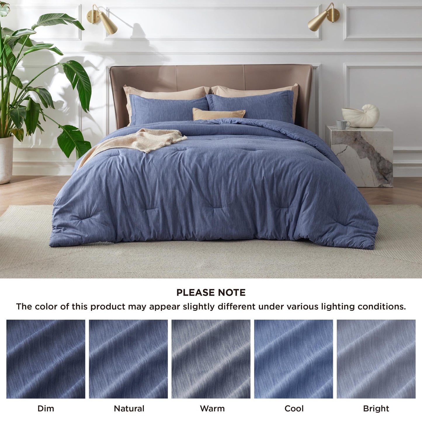 Bedsure California King Comforter Set - Infinity Blue Soft Bedding for All Seasons, Cationic Dyed Bed Set, 3 Pieces, 1 California King Size Comforter (104"x96") and 2 Pillow Shams (20"x36"+2")