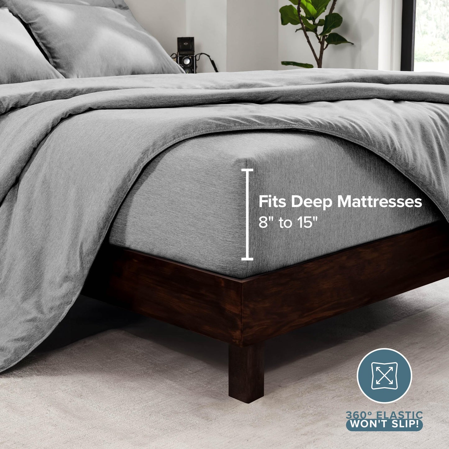 Bare Home Bed-in-A-Bag 5 Piece Comforter & Sheet Set - Twin XL - Goose Down Alternative - Ultra-Soft 1800 Premium Bedding Set - Cationic (Twin XL, Heathered Charcoal)