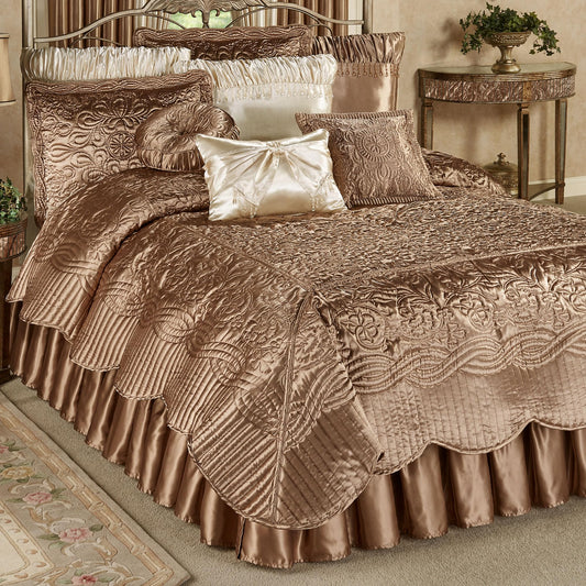 Touch of Class Prima Quilted Bedding | Smoky Topaz Coverlet Set | 4 Piece Queen Set