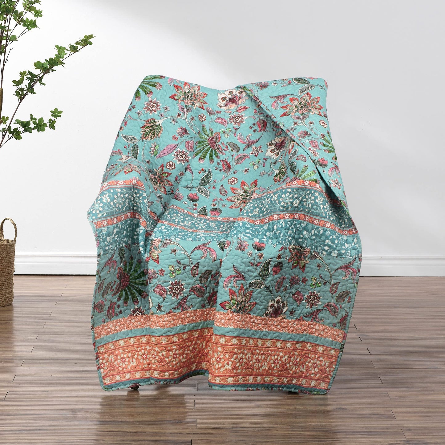Greenland Home Barefoot Bungalow Audrey Throw Blanket, 50 x 60-inch, Turquoise