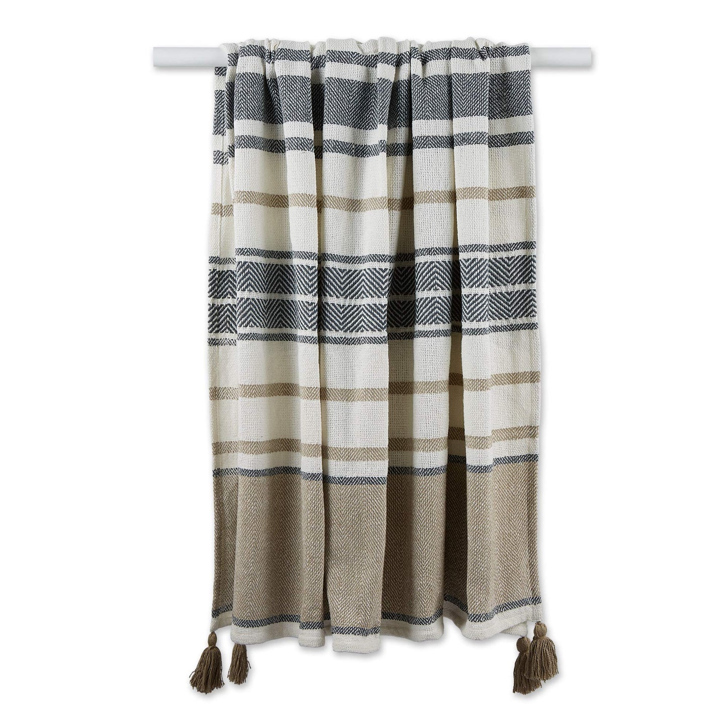 DII New Traditional, 2-Tone Chevron Stripe Throw, 50x60, Stone
