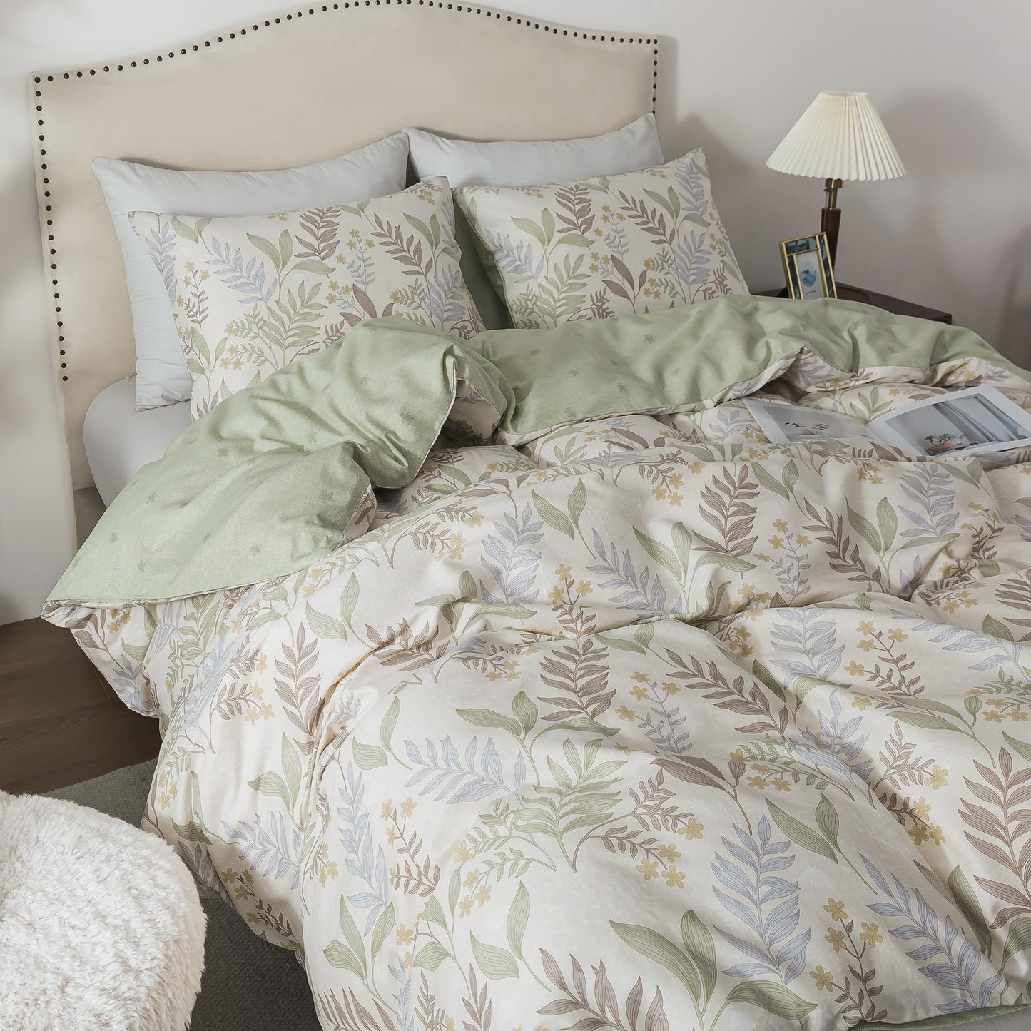 HoneiLife King Size Duvet Cover - 100% Cotton Comforter Cover, Soft & Breathable Floral Bedding Duvet Cover Sets with Zipper Closure & Corner Ties, 3-PC Wildflower Comforter Cover Sets, Blooms