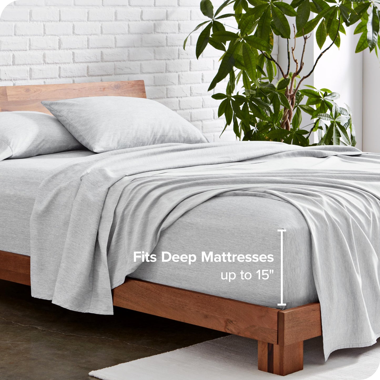 Bare Home Queen Sheet Set - Luxury 1800 Ultra-Soft Microfiber Double Brushed - Deep Pockets - Easy Fit - 4 Piece Set - Bedding & Pillowcases (Queen, Heathered Pewter)