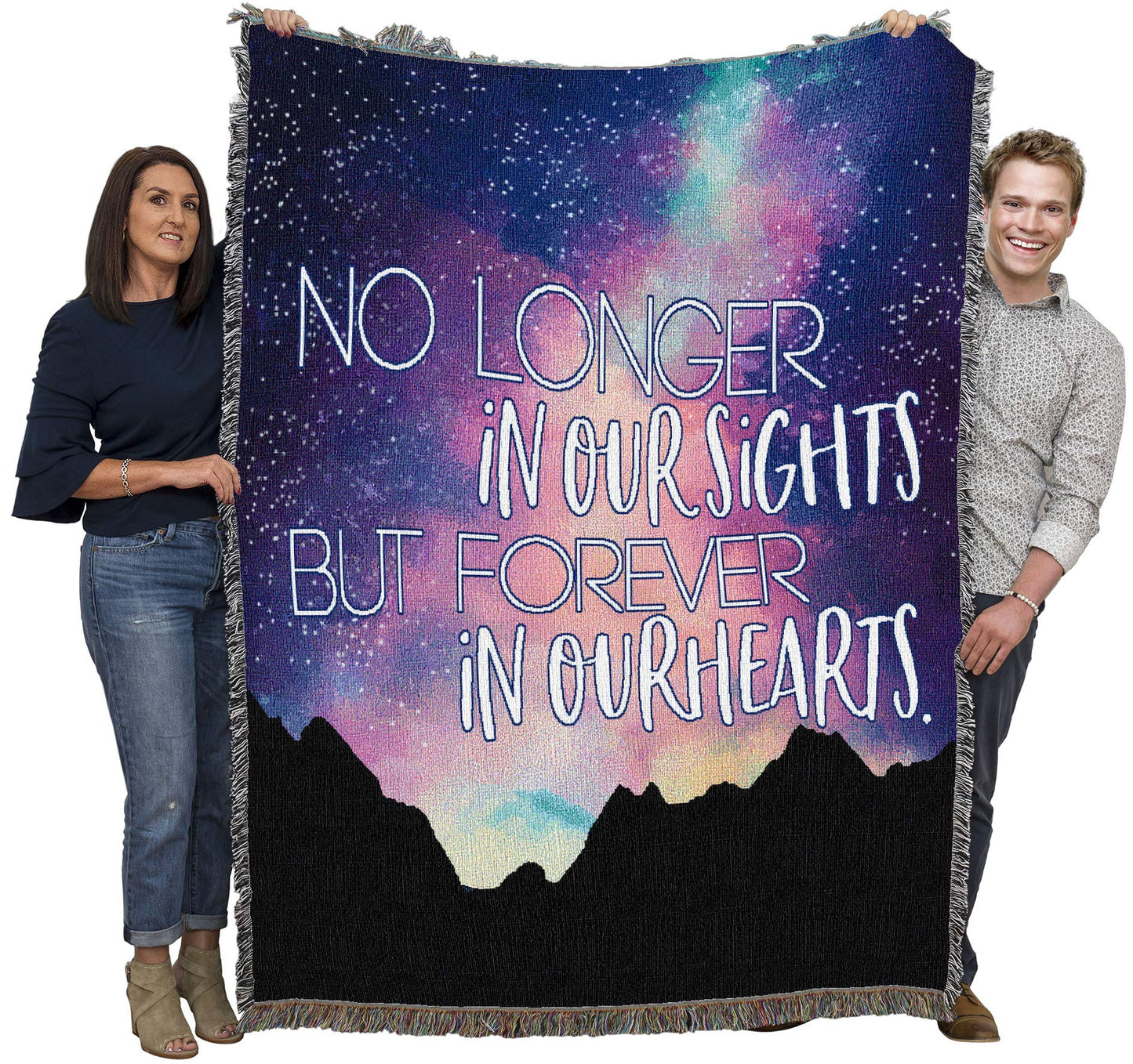 Pure Country Weavers No Longet in Our Sights But Forever in Our Hearts Blanket Mountains - Sympathy Bereavement Gift Tapestry Throw Woven from Cotton - Made in the USA (72x54)