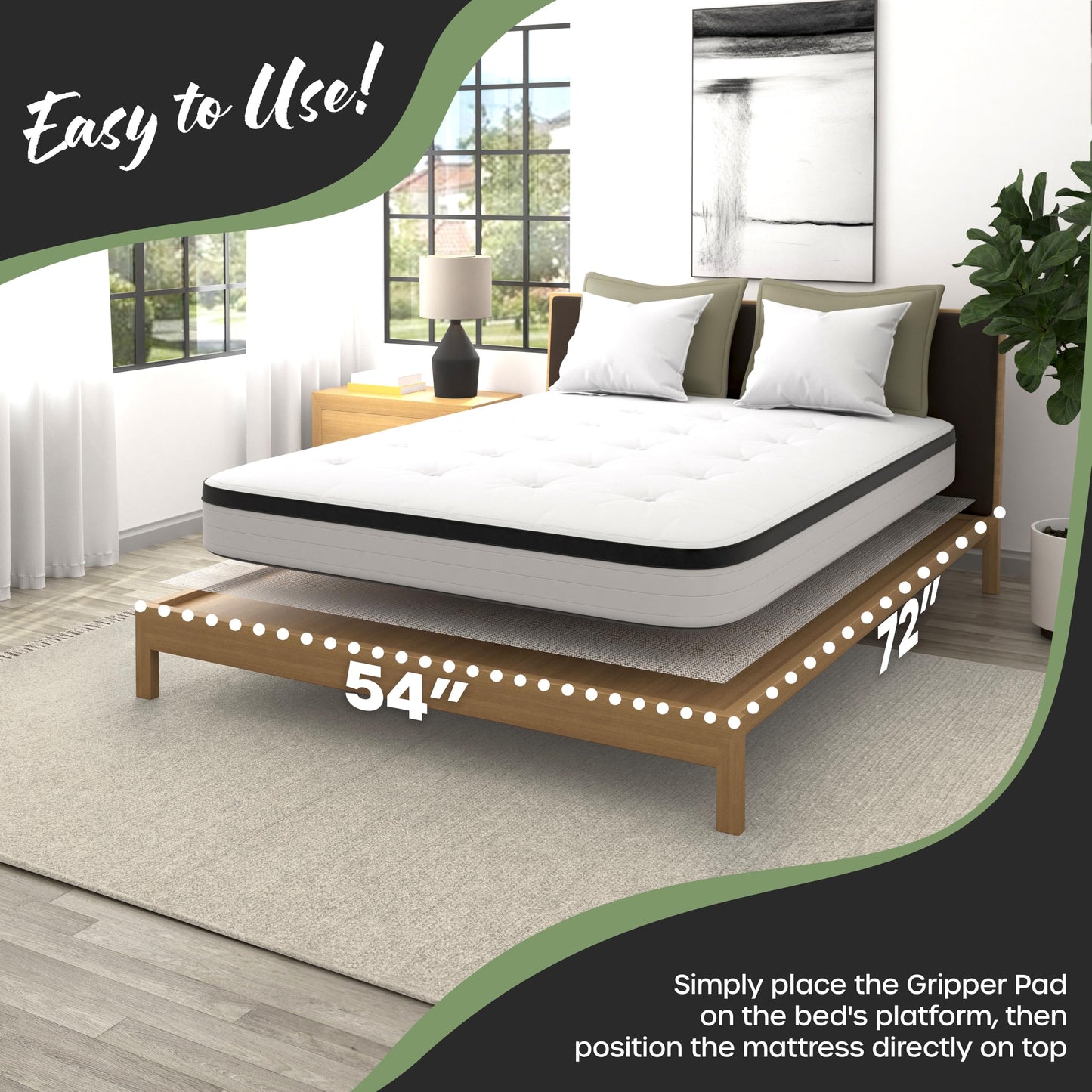 Nevlers 72" x 54" Queen Size Open-Weave Non Slip Mattress Gripper Pad