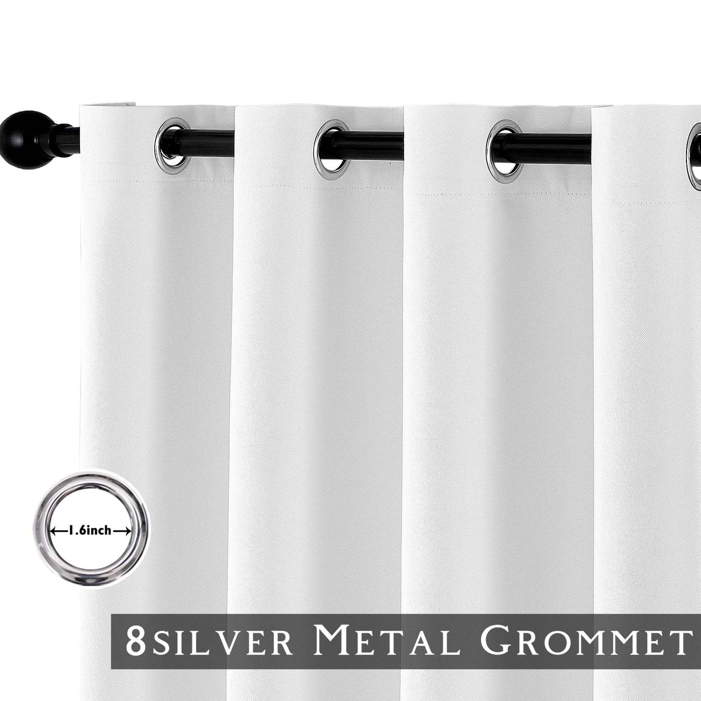 ChrisDowa 100% Blackout Pure White Solid Curtains 45 Inches Long 2 Panels for Bedroom Living Room,Farmhouse Room Darkening Thermal Insulated Soundproof Grommet Top Window Treatment Drapes,52x45