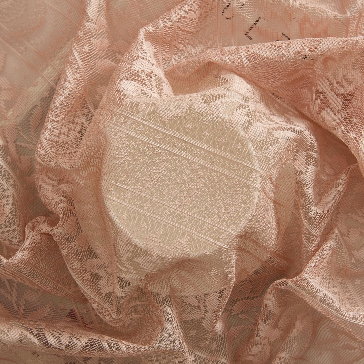 HLC.ME Sophia Floral Rod Pocket Lace Short Cafe Swags for Small Windows - 28 x 36 Inch Length (Blush Pink Swags, Set of 2)
