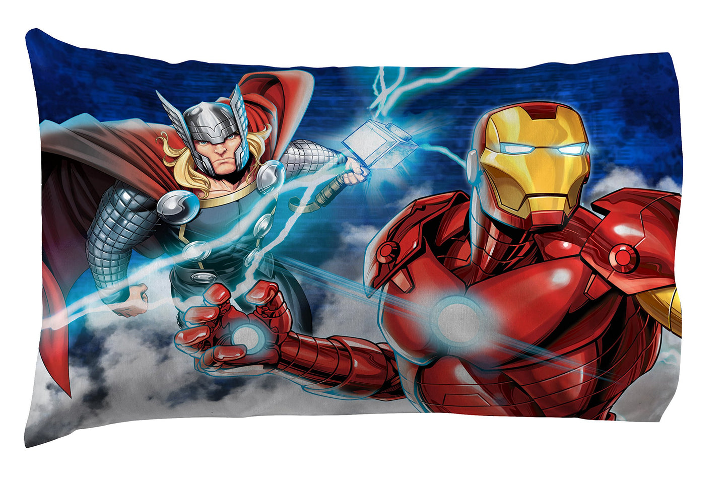 Marvel Avengers Blue Circle 5 Piece Full Bed Set - Includes Reversible Comforter & Sheet Set - Bedding Features Captain America & Iron Man - Fade Resistant Microfiber (Official Marvel Product)
