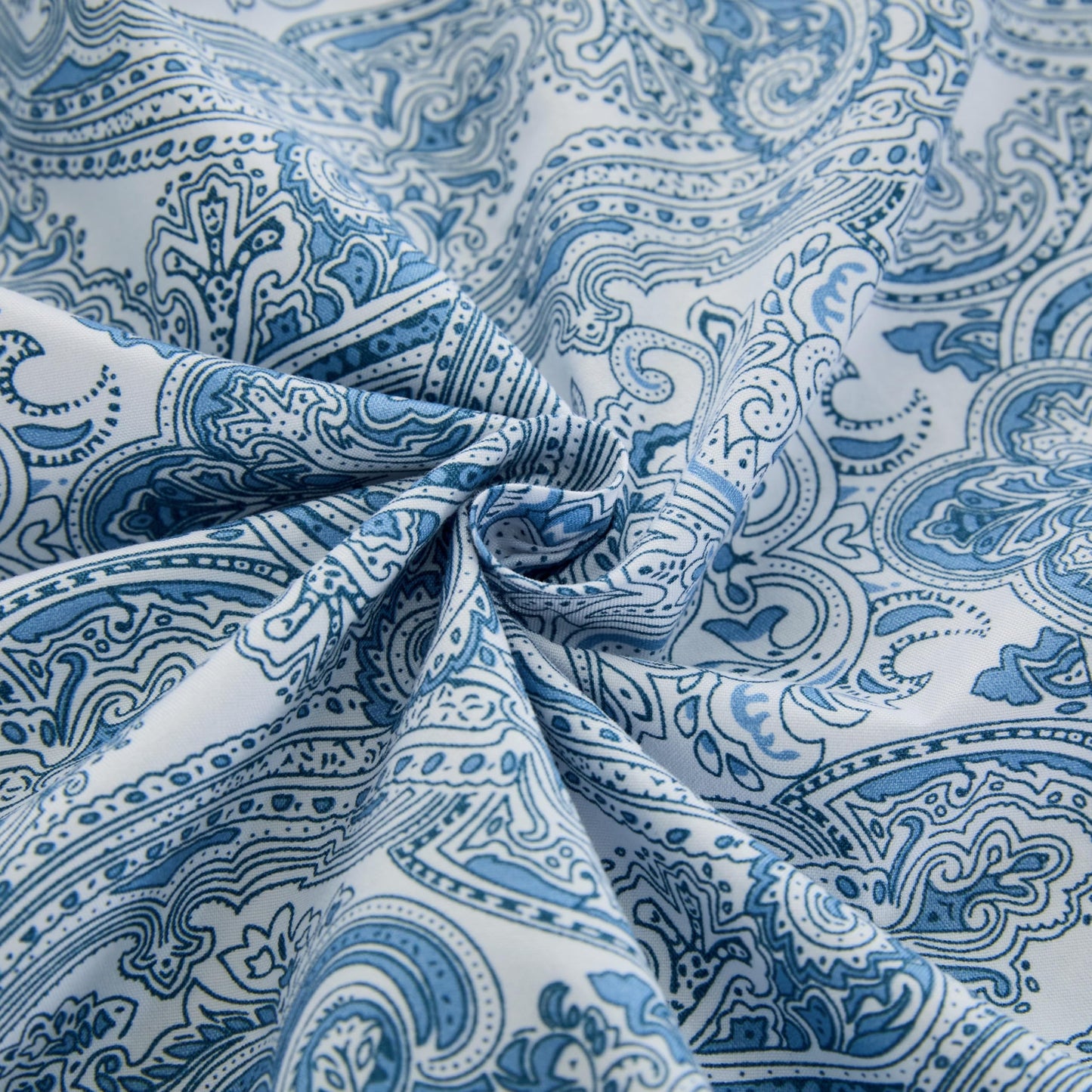 Spirit Linen home 6-Piece Queen Size Bed Sheet Set - Deep Pocket, Paisley Pattern, Soft and Breathable Bed Sheets, Microfiber Material, Includes 1 Fitted, 1 Flat, 4 Pillowcases - Cornett Blue Paisley