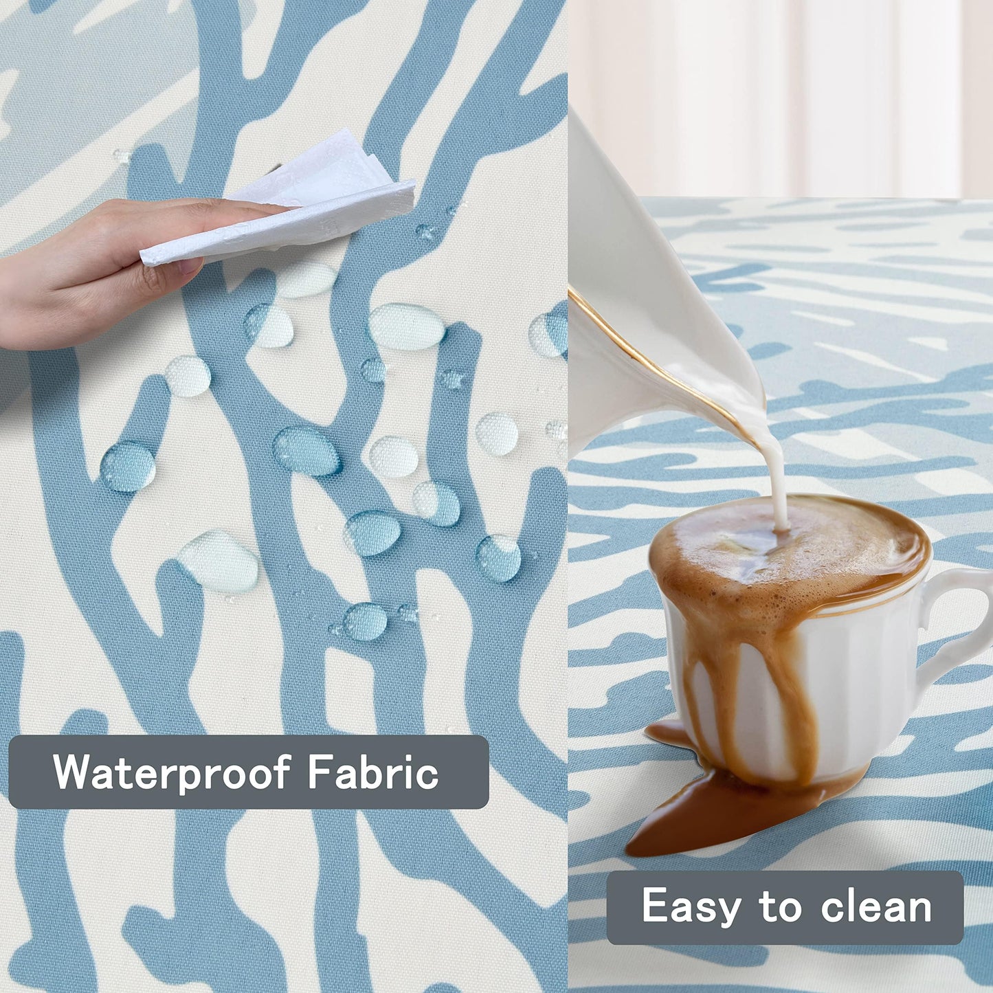 Nautical Coastal Rectangle Tablecloth Beach Ocean Print Table Cloth Waterproof Stain Resistant Wrinkle-Free Table Cover for Kitchen Dining Room Indoor and Outdoor Picnic Party 52x70 Inches, C3
